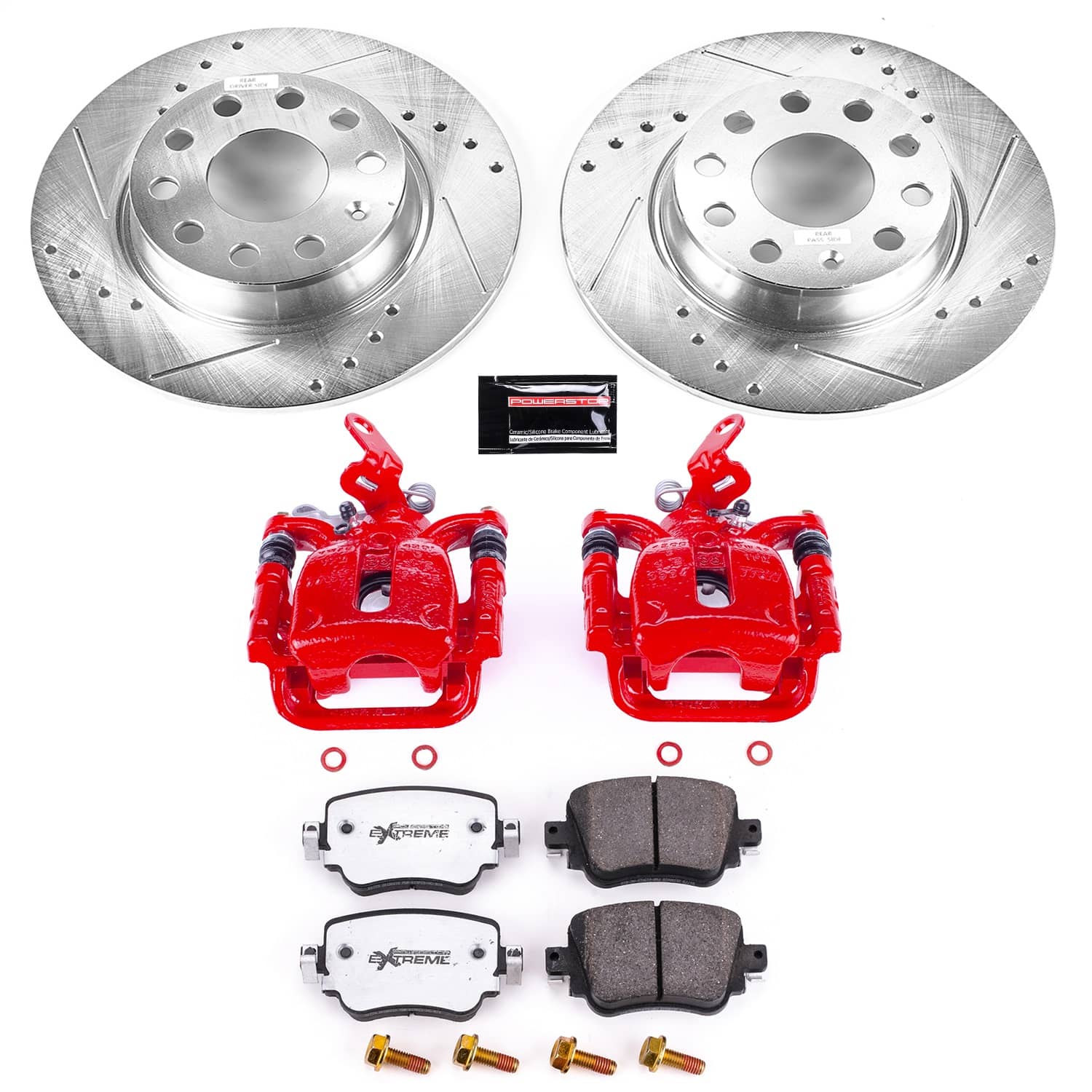 Power Stop - KC7053-26 - Rear - Disc Brake Pad/Caliper and Rotor Kit
