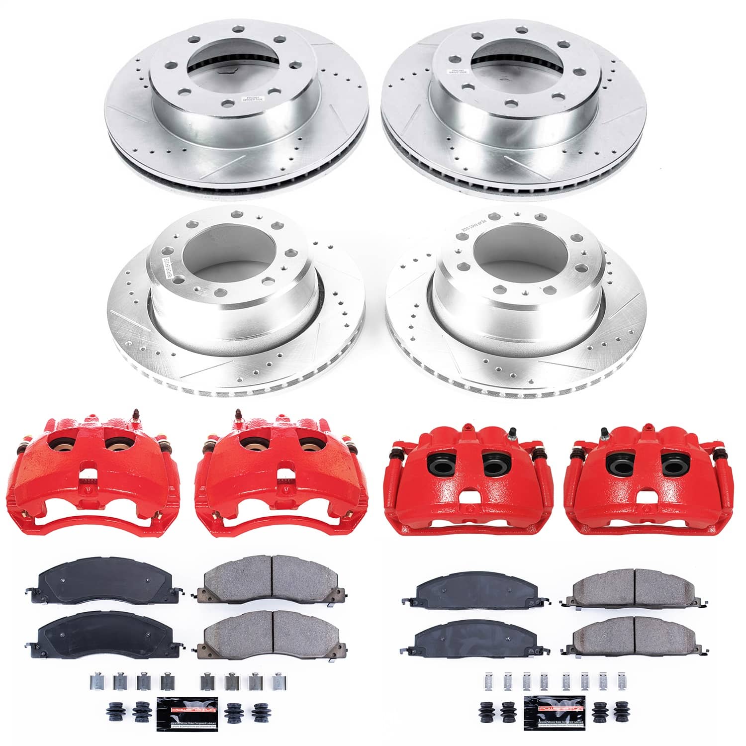 Power Stop - KC7141 - Front and Rear - Disc Brake Pad/Caliper and Rotor Kit