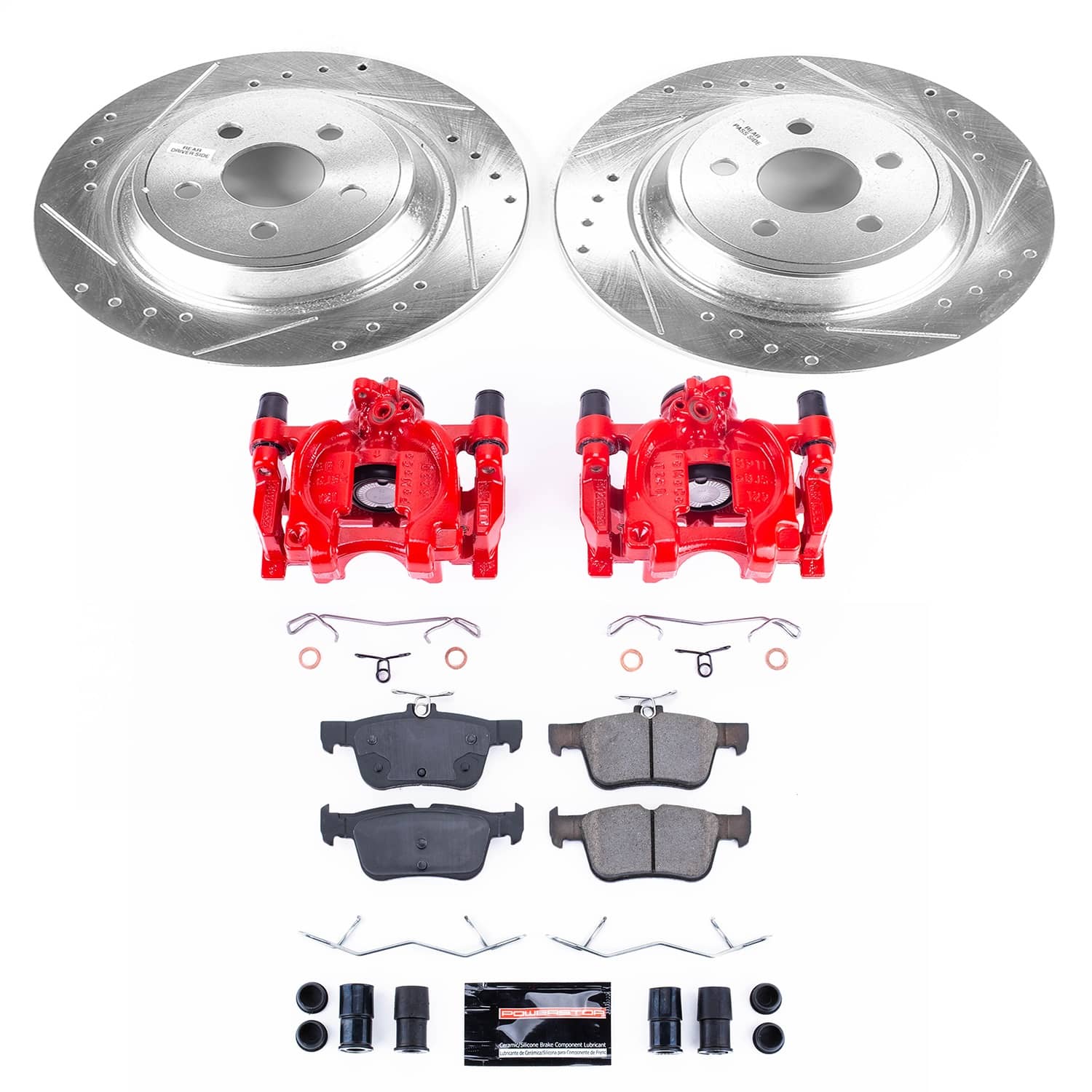 Power Stop - KC7144A - Rear - Disc Brake Pad/Caliper and Rotor Kit