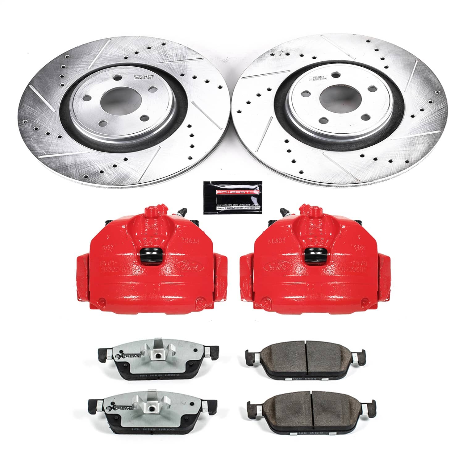 Power Stop - KC7147-26 - Front - Disc Brake Pad/Caliper and Rotor Kit