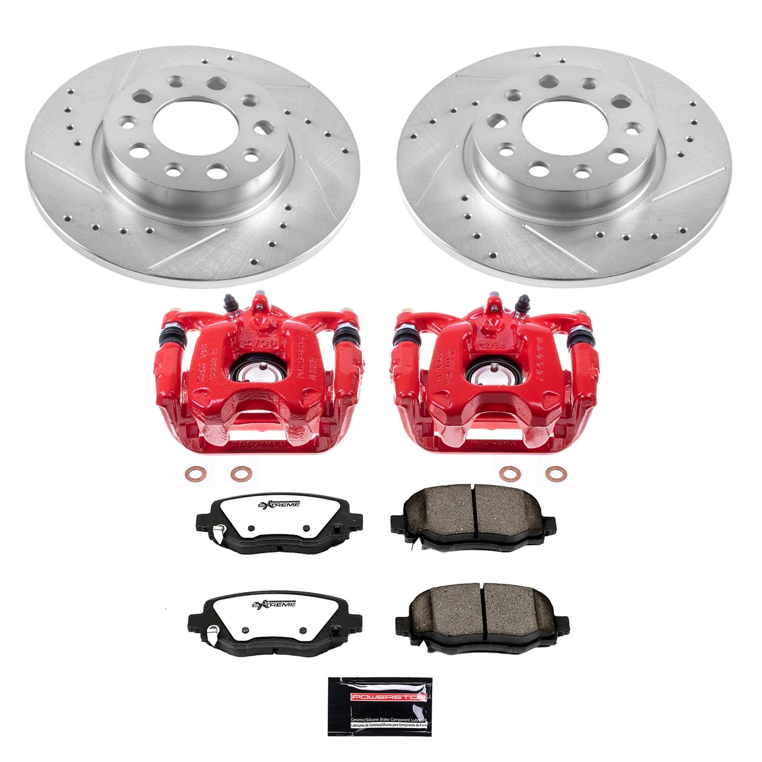 Power Stop - KC7301-36 - Rear - Disc Brake Pad/Caliper and Rotor Kit