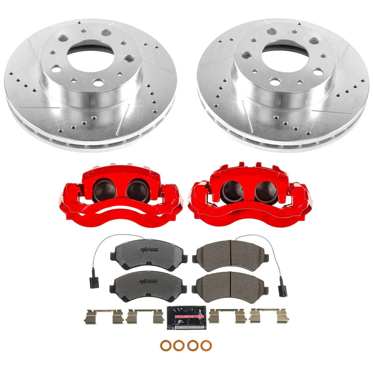 Power Stop - KC7303-36 - Front - Disc Brake Pad/Caliper and Rotor Kit