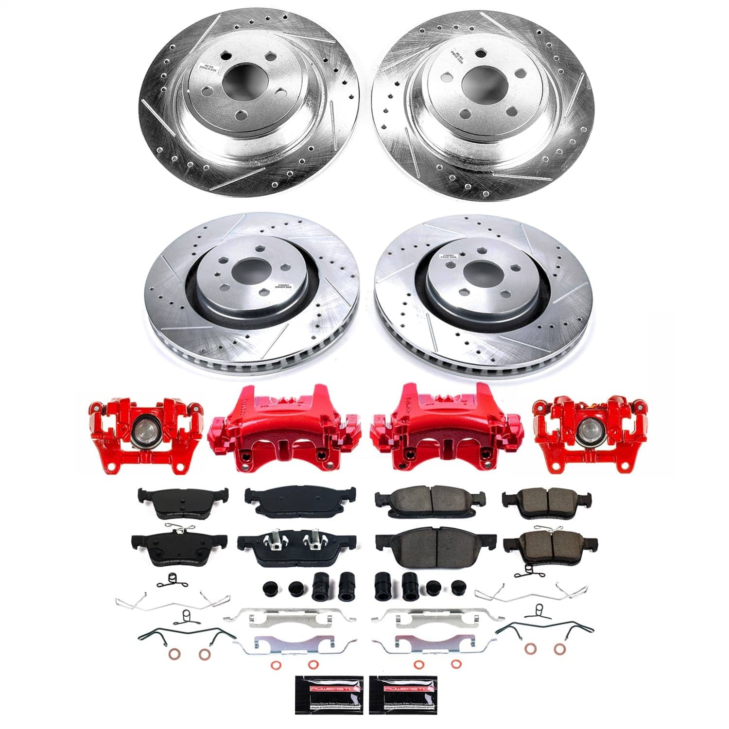 Power Stop - KC7416 - Front and Rear - Disc Brake Pad/Caliper and Rotor Kit
