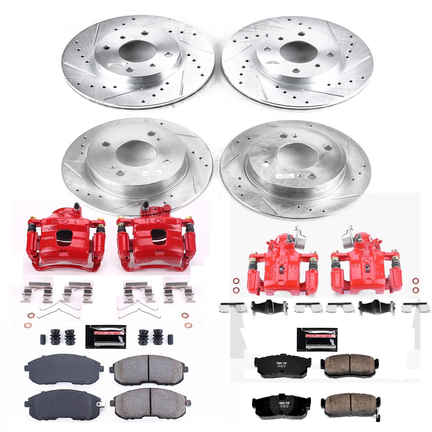 Power Stop - KC750 - Front and Rear - Disc Brake Pad/Caliper and Rotor Kit