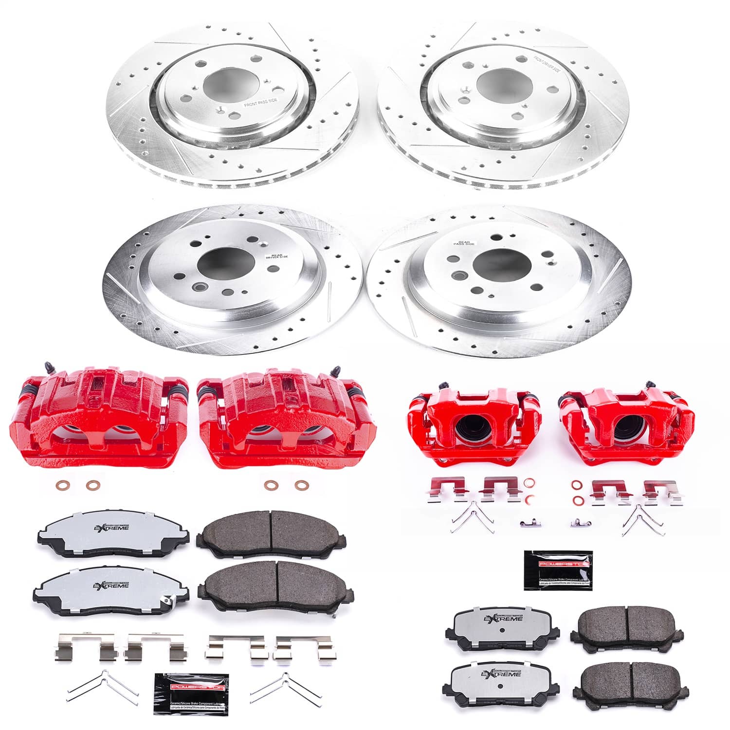 Power Stop - KC7576-36 - Front and Rear - Disc Brake Pad/Caliper and Rotor Kit