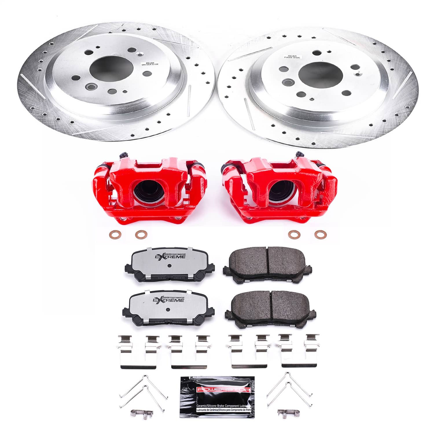 Power Stop - KC7727-36 - Rear - Disc Brake Pad/Caliper and Rotor Kit