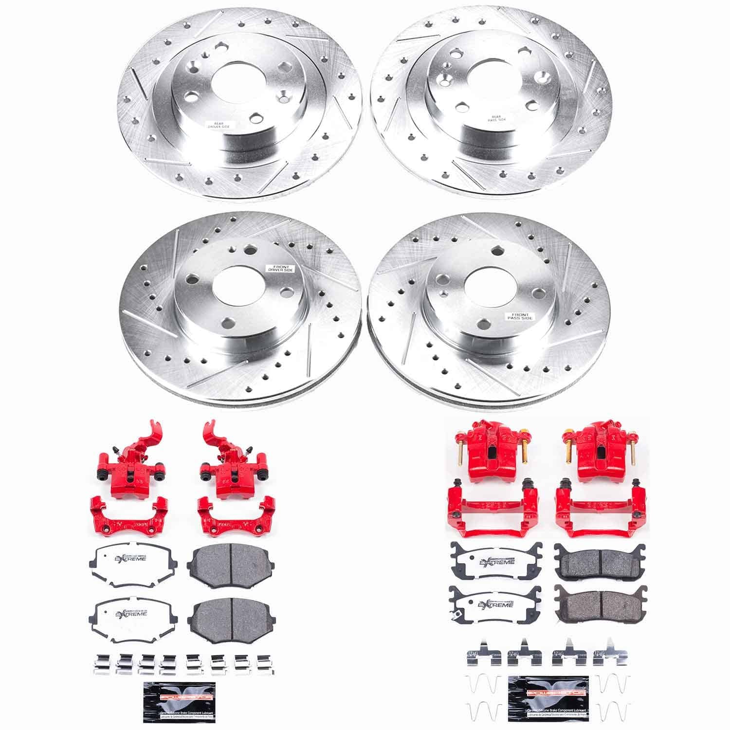 Power Stop - KC794-26 - Front and Rear - Disc Brake Pad/Caliper and Rotor Kit