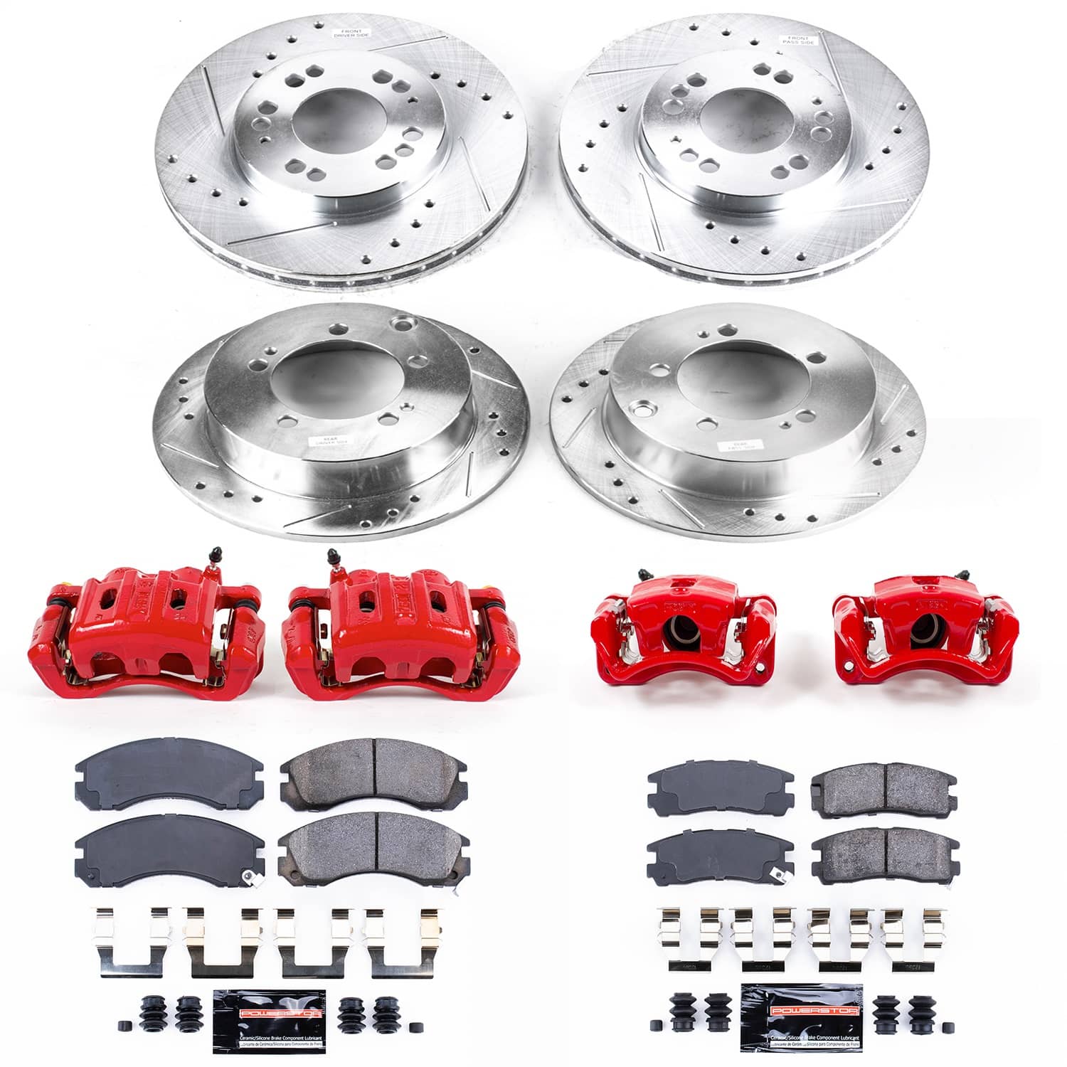 Power Stop - KC802 - Front and Rear - Disc Brake Pad/Caliper and Rotor Kit