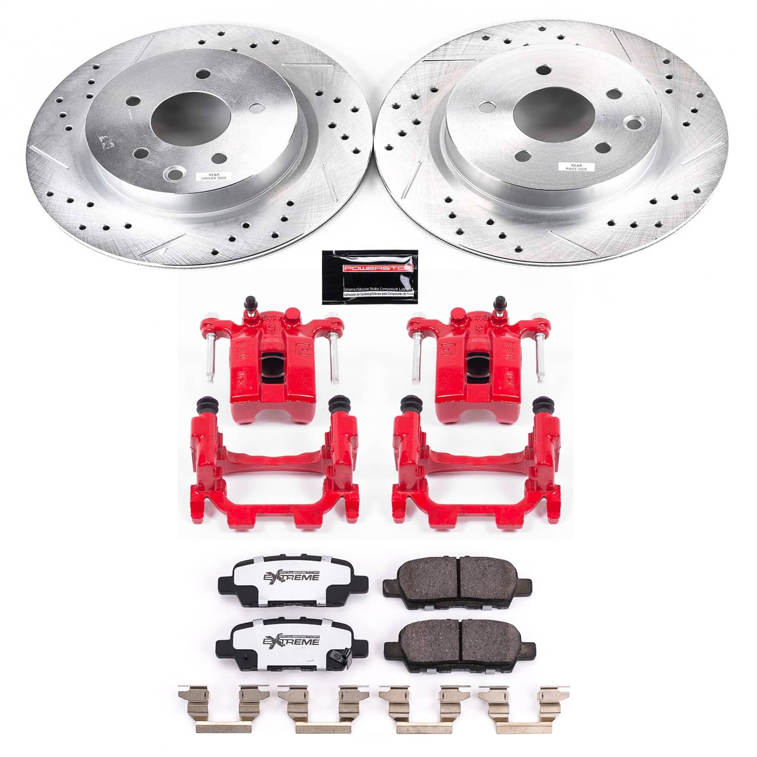 Power Stop - KC8062-26 - Rear - Disc Brake Pad/Caliper and Rotor Kit