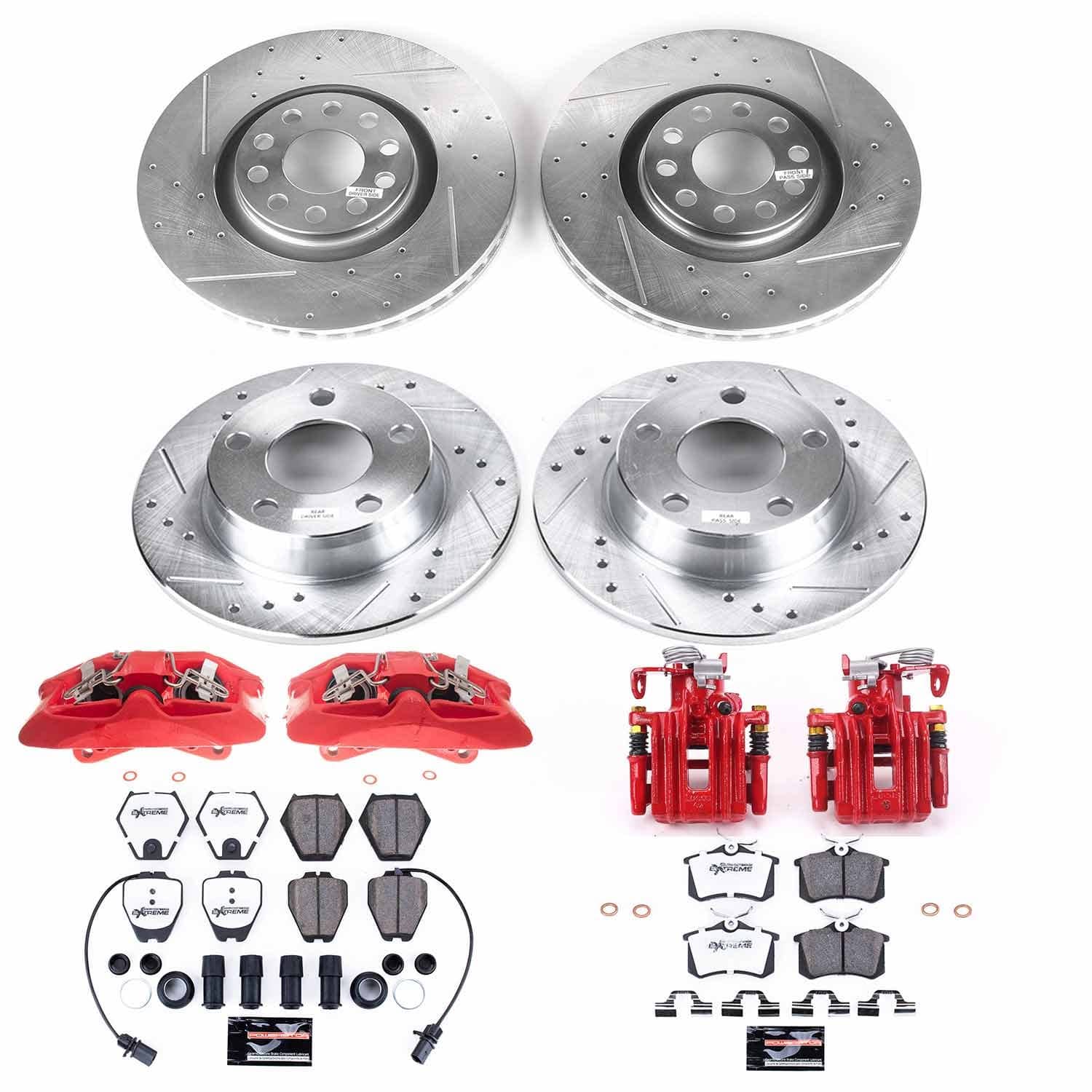 Power Stop - KC889-26 - Front and Rear - Disc Brake Pad/Caliper and Rotor Kit
