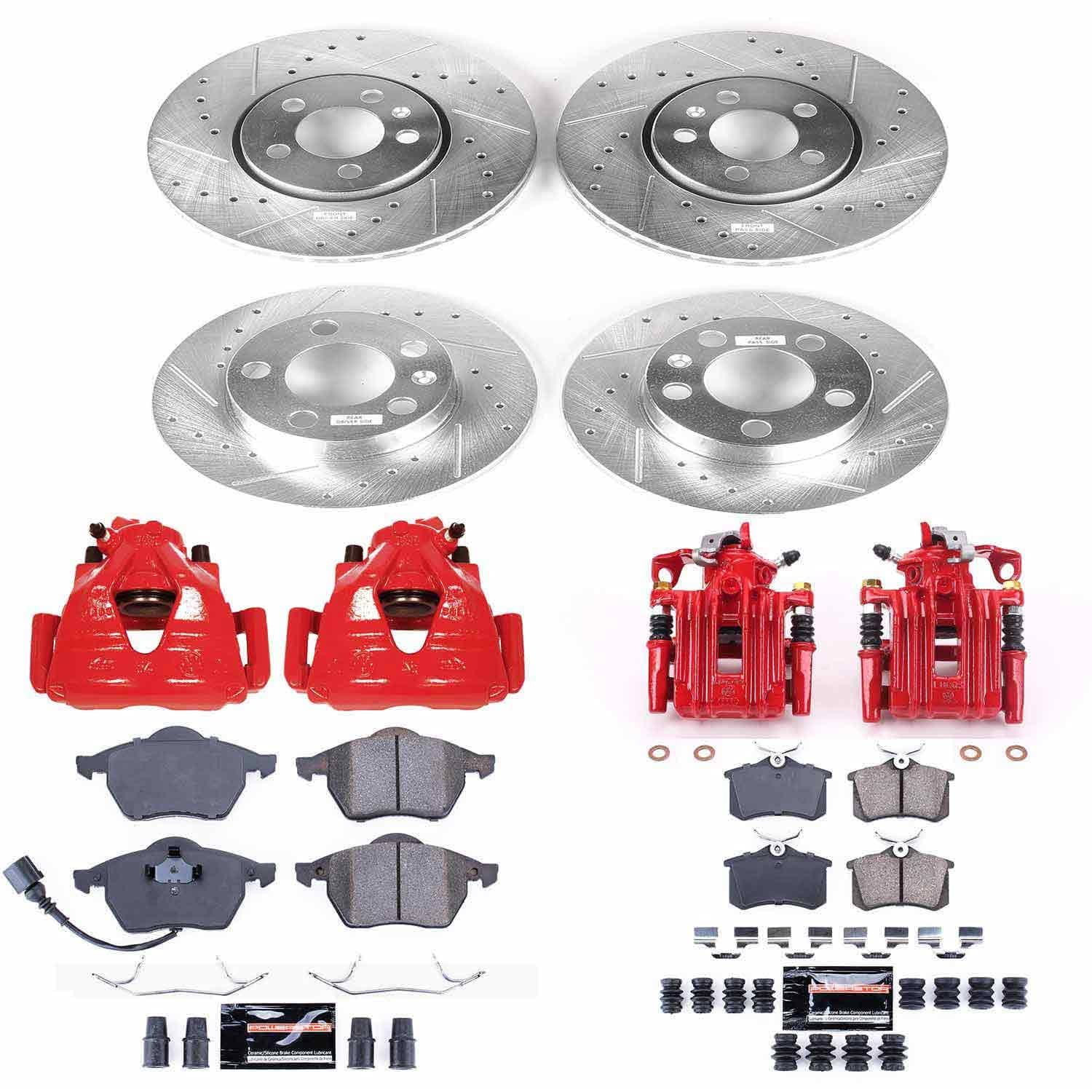 Power Stop - KC899A - Front and Rear - Disc Brake Pad/Caliper and Rotor Kit