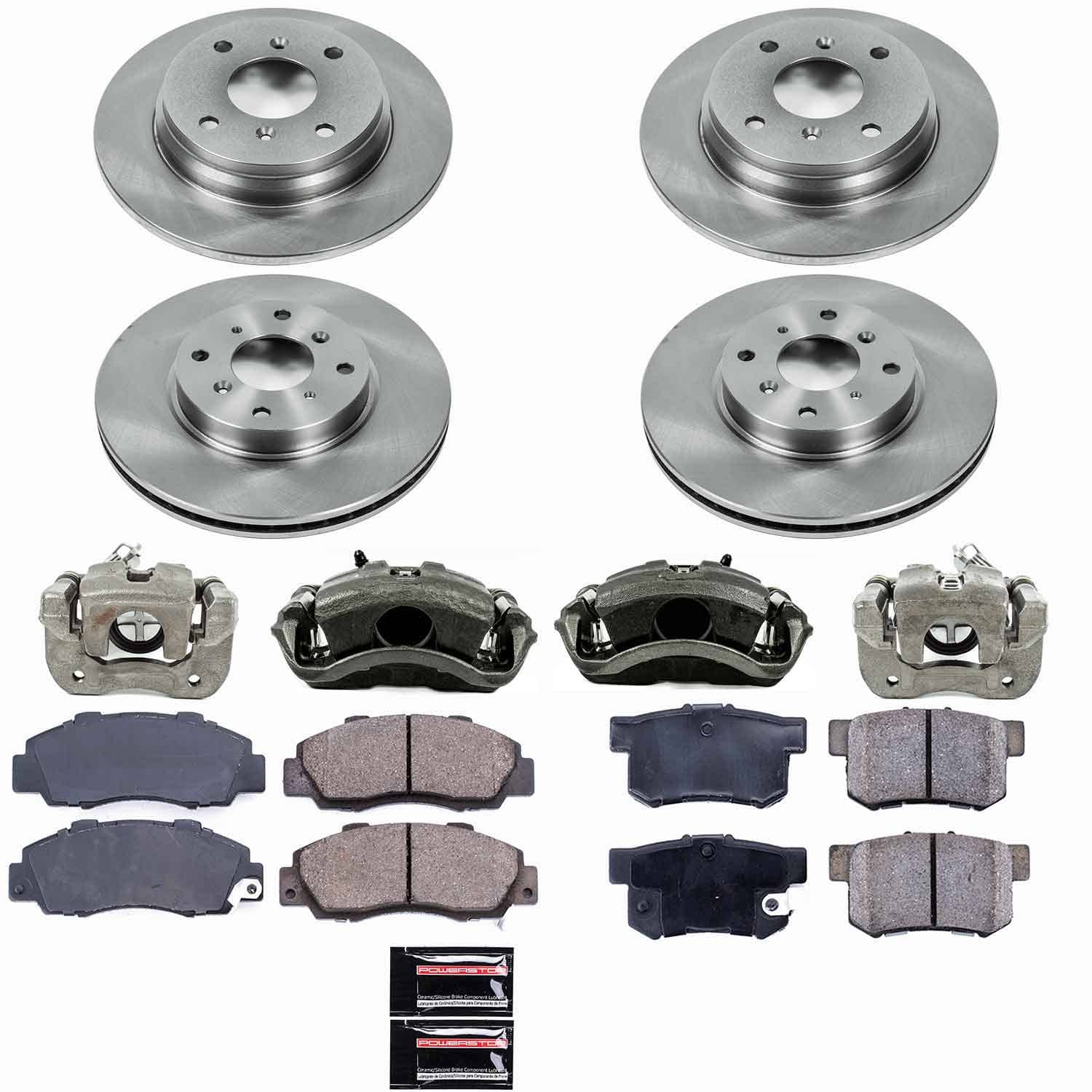 Power Stop - KCOE1038 - Front and Rear - Disc Brake Pad/Caliper and Rotor Kit