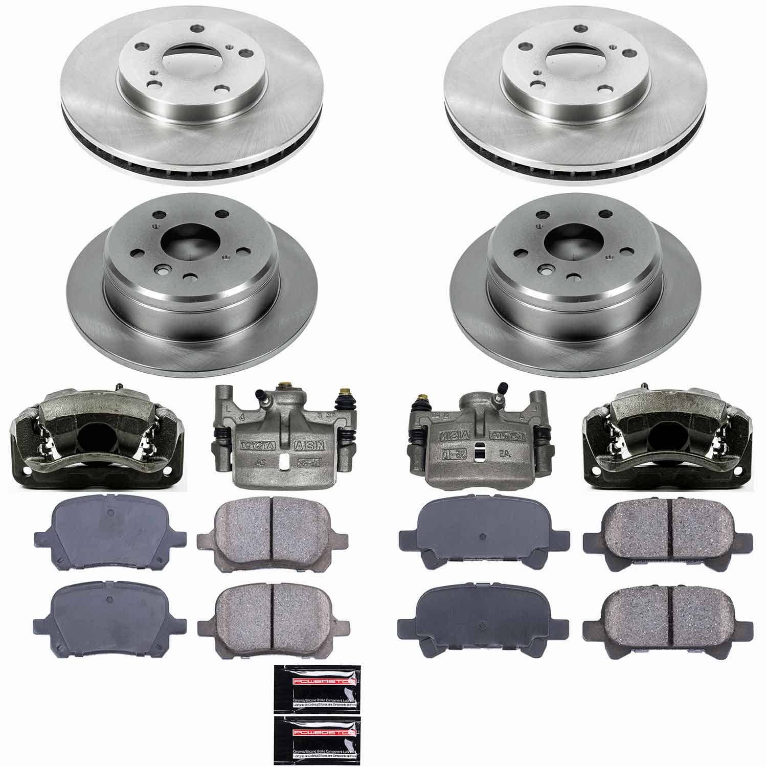 Power Stop - KCOE1060 - Front and Rear - Disc Brake Pad/Caliper and Rotor Kit