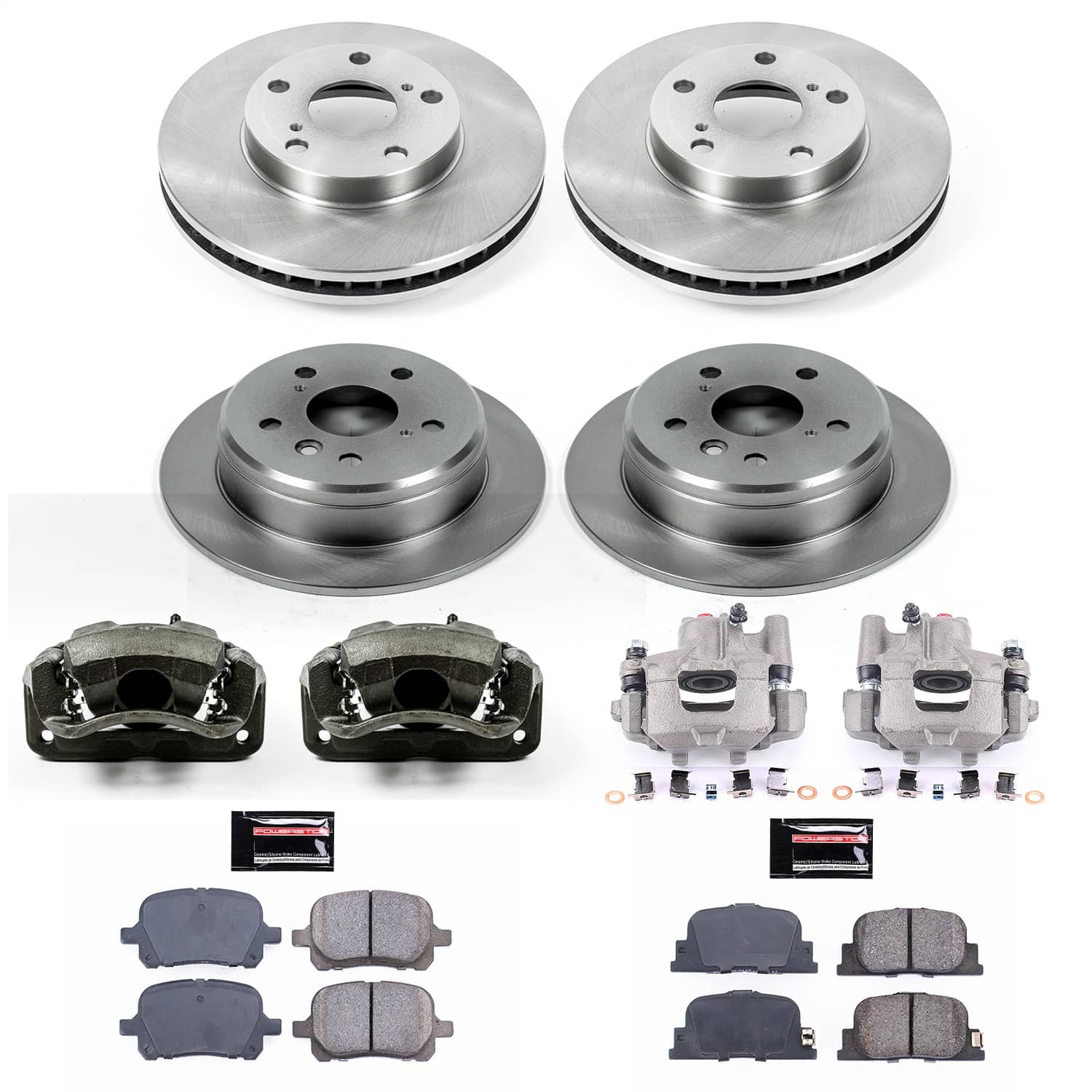 Power Stop - KCOE1061 - Front and Rear - Disc Brake Pad/Caliper and Rotor Kit
