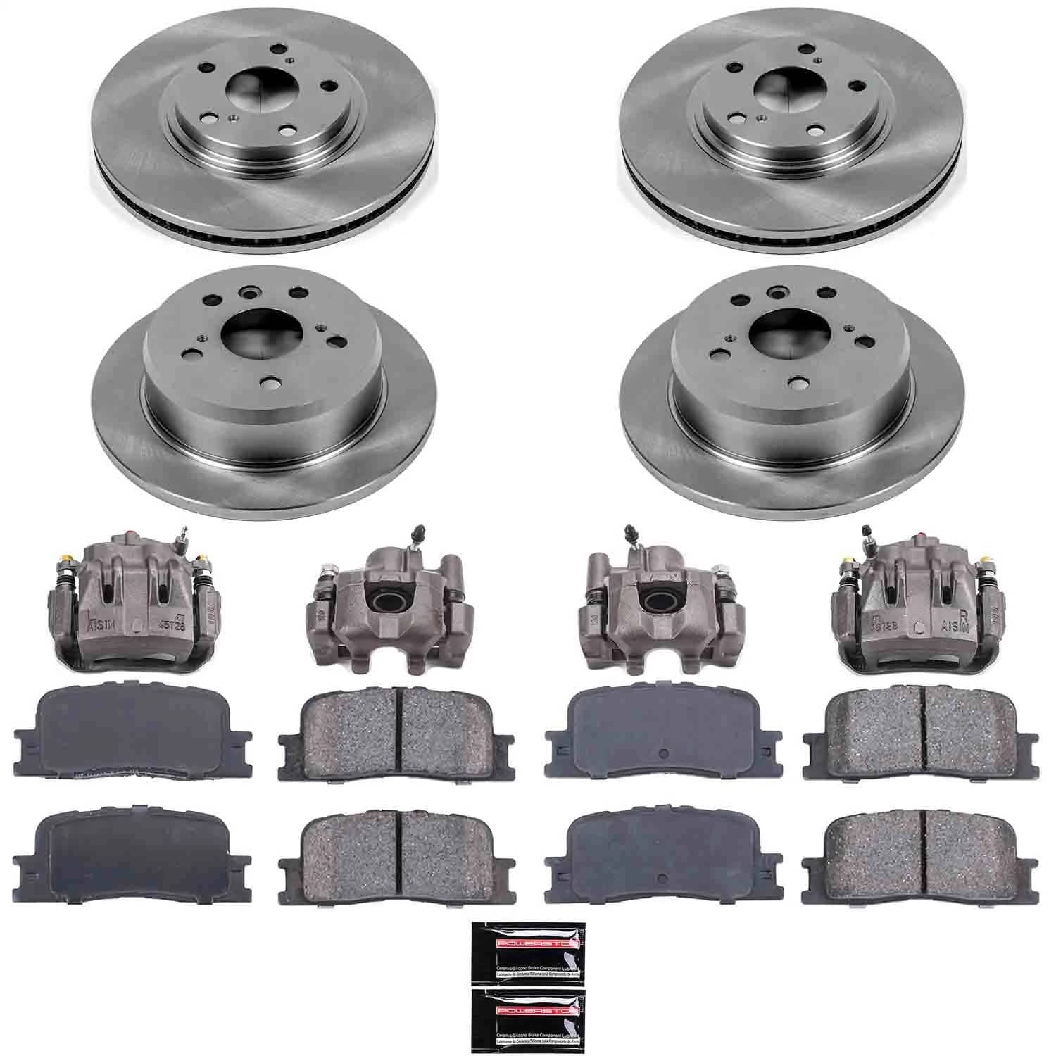 Power Stop - KCOE1142 - Front and Rear - Disc Brake Pad/Caliper and Rotor Kit