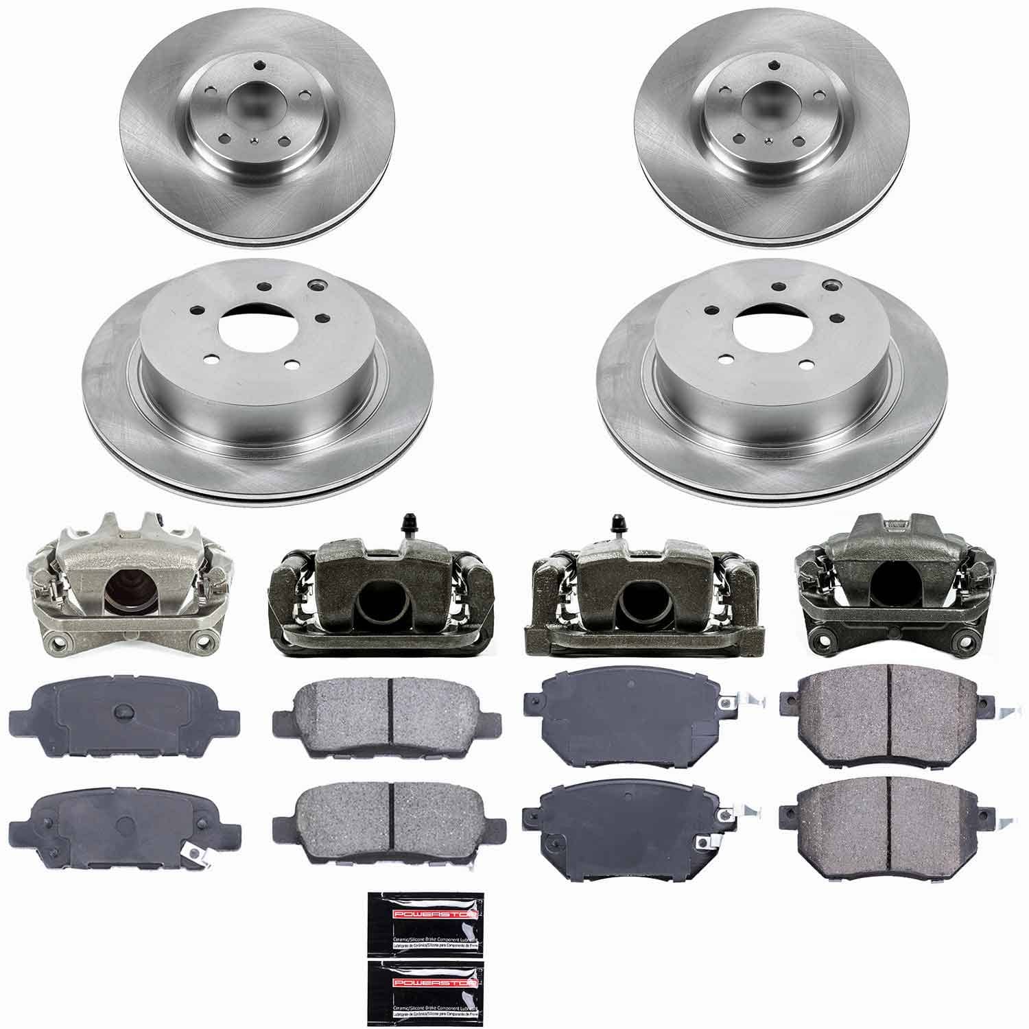 Power Stop - KCOE119 - Front and Rear - Disc Brake Pad/Caliper and Rotor Kit