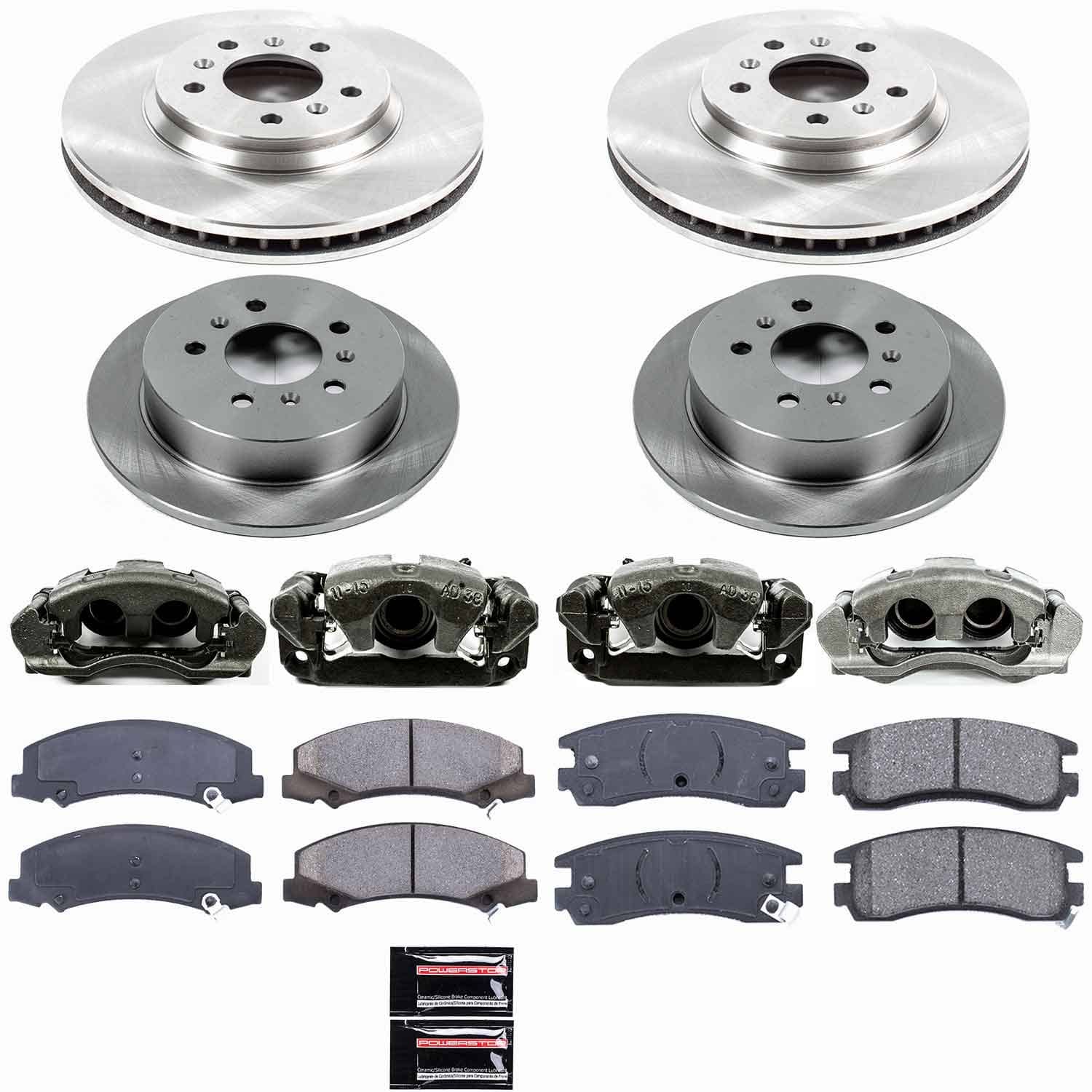 Power Stop - KCOE1438 - Front and Rear - Disc Brake Pad/Caliper and Rotor Kit