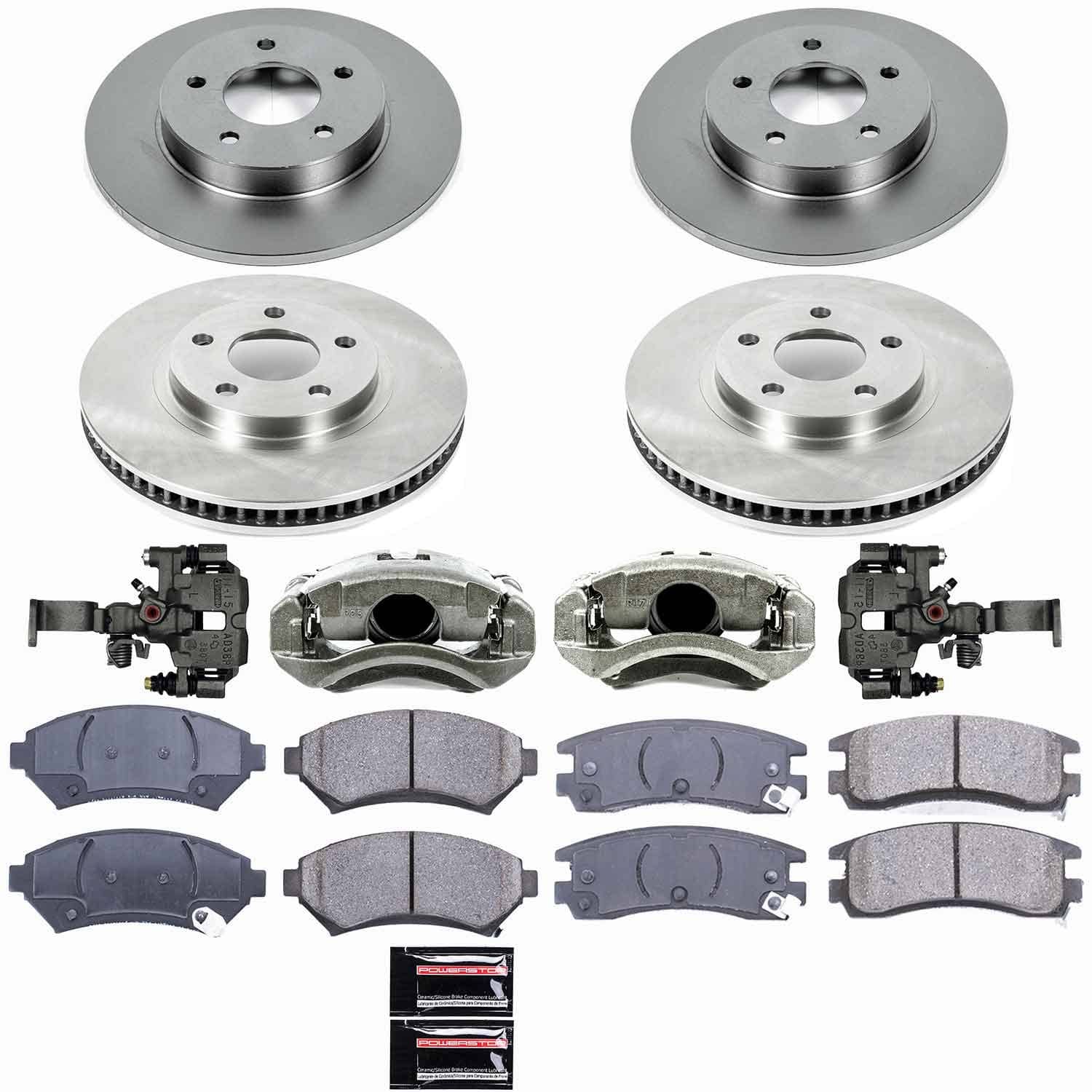 Power Stop - KCOE1543F - Front and Rear - Disc Brake Pad/Caliper and Rotor Kit