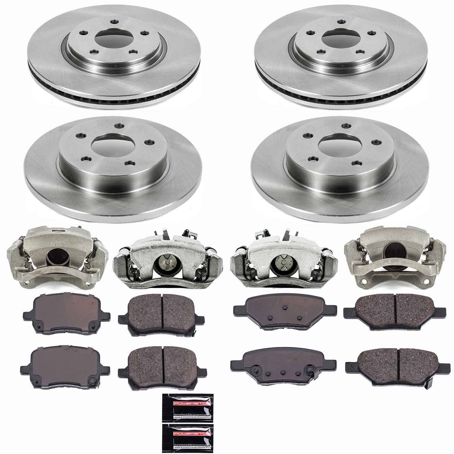 Power Stop - KCOE1612 - Front and Rear - Disc Brake Pad/Caliper and Rotor Kit