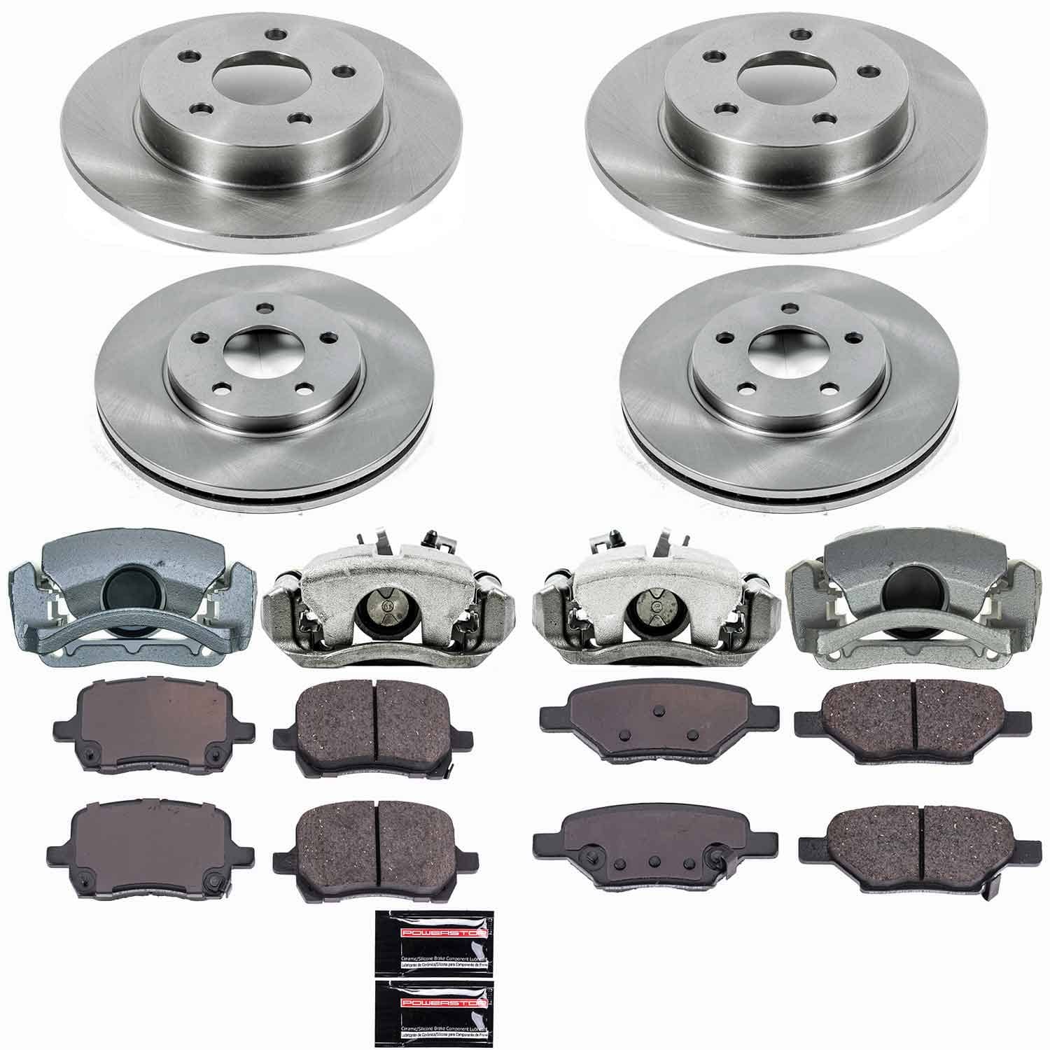 Power Stop - KCOE1618 - Front and Rear - Disc Brake Pad/Caliper and Rotor Kit