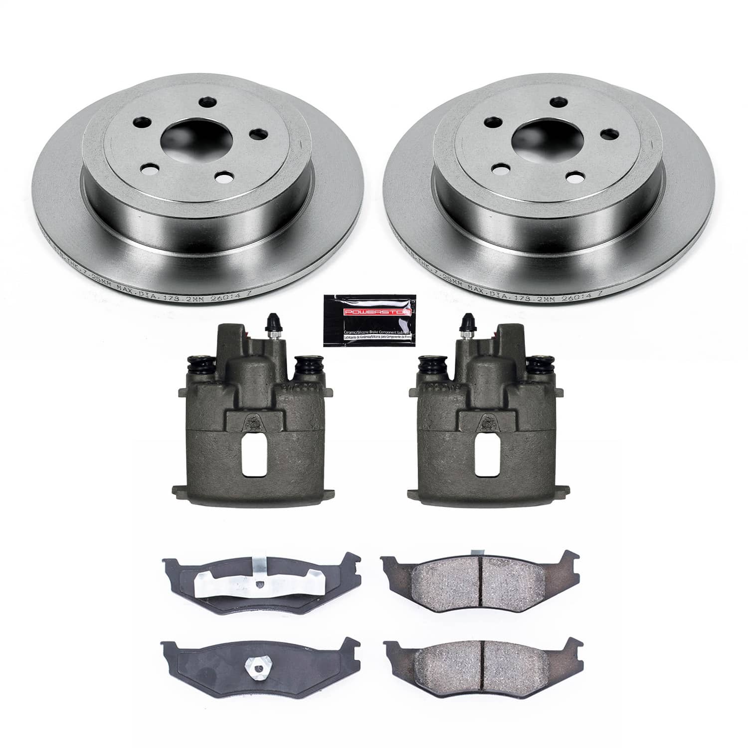 Power Stop - KCOE1687A - Rear - Disc Brake Pad/Caliper and Rotor Kit