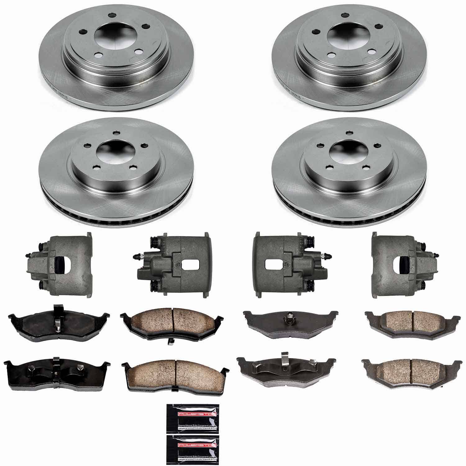 Power Stop - KCOE1693 - Front and Rear - Disc Brake Pad/Caliper and Rotor Kit