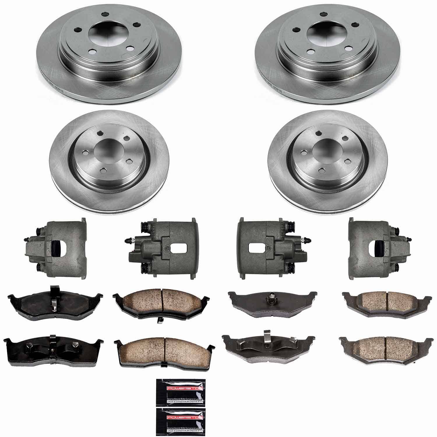 Power Stop - KCOE1701 - Front and Rear - Disc Brake Pad/Caliper and Rotor Kit
