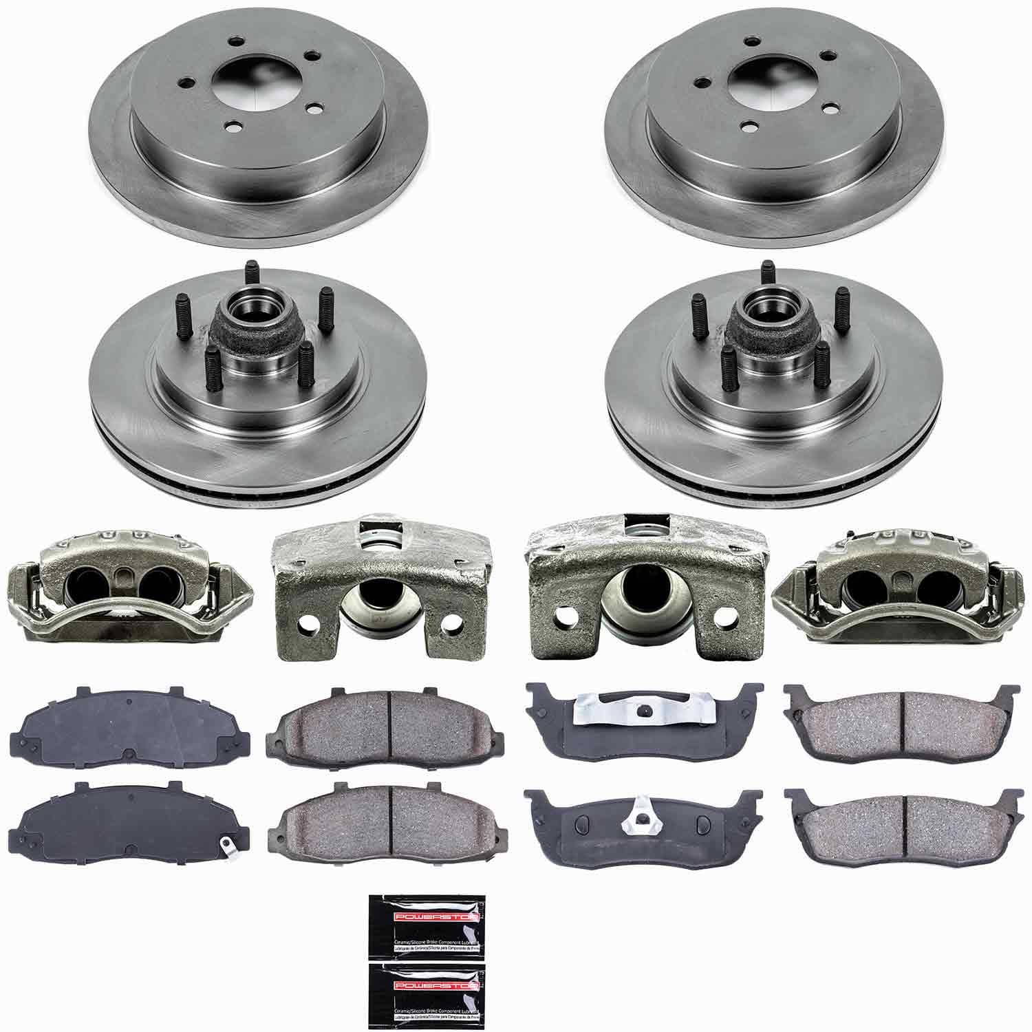 Power Stop - KCOE1915 - Front and Rear - Disc Brake Pad/Caliper and Rotor Kit