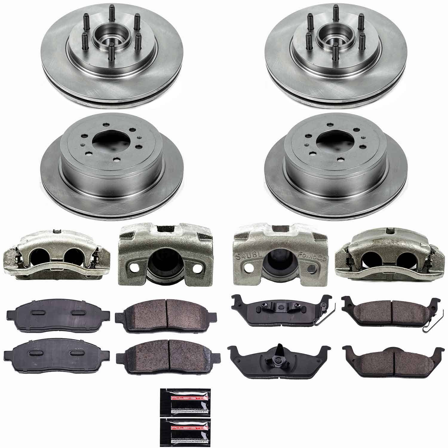 Power Stop - KCOE1940A - Front and Rear - Disc Brake Pad/Caliper and Rotor Kit