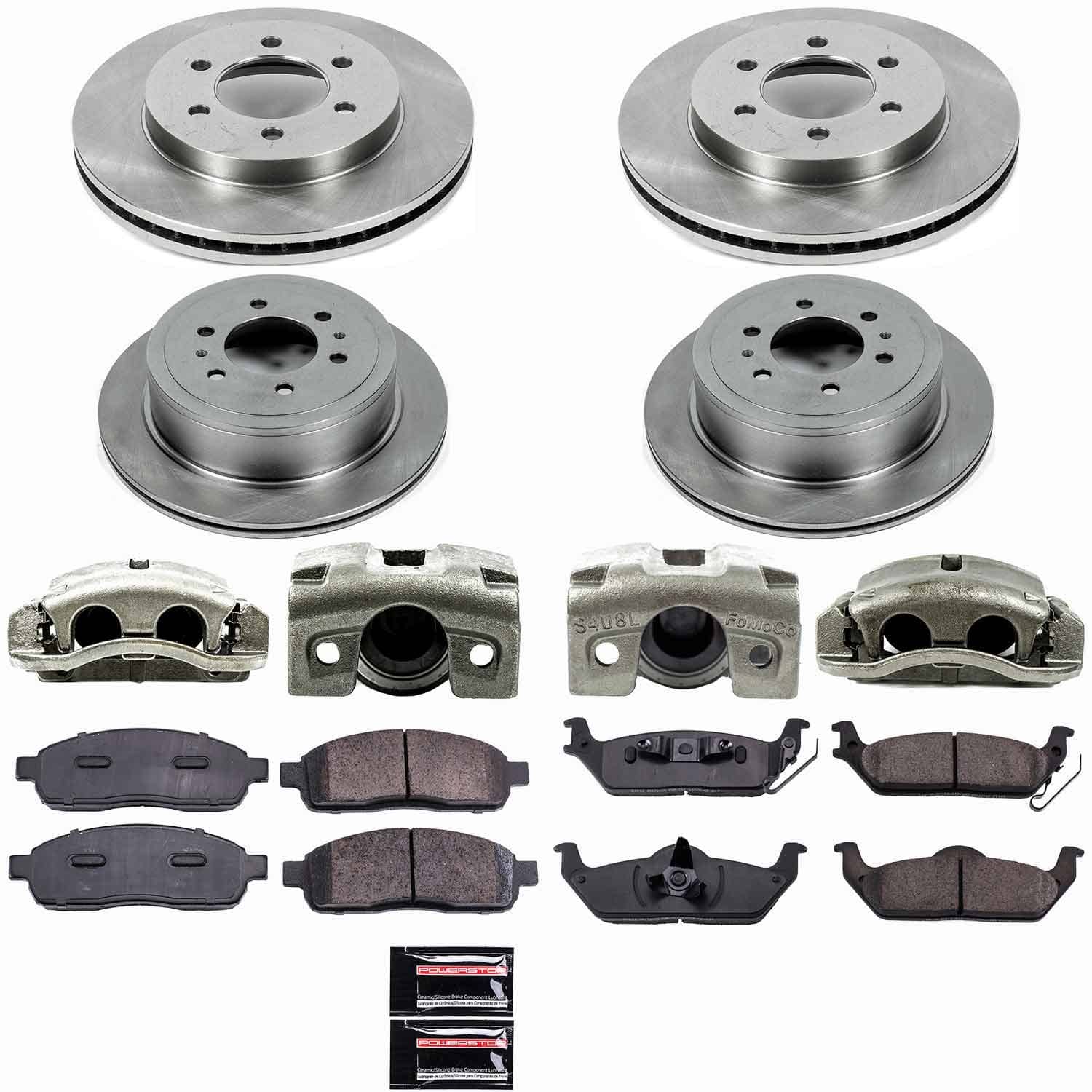 Power Stop - KCOE1944A - Front and Rear - Disc Brake Pad/Caliper and Rotor Kit