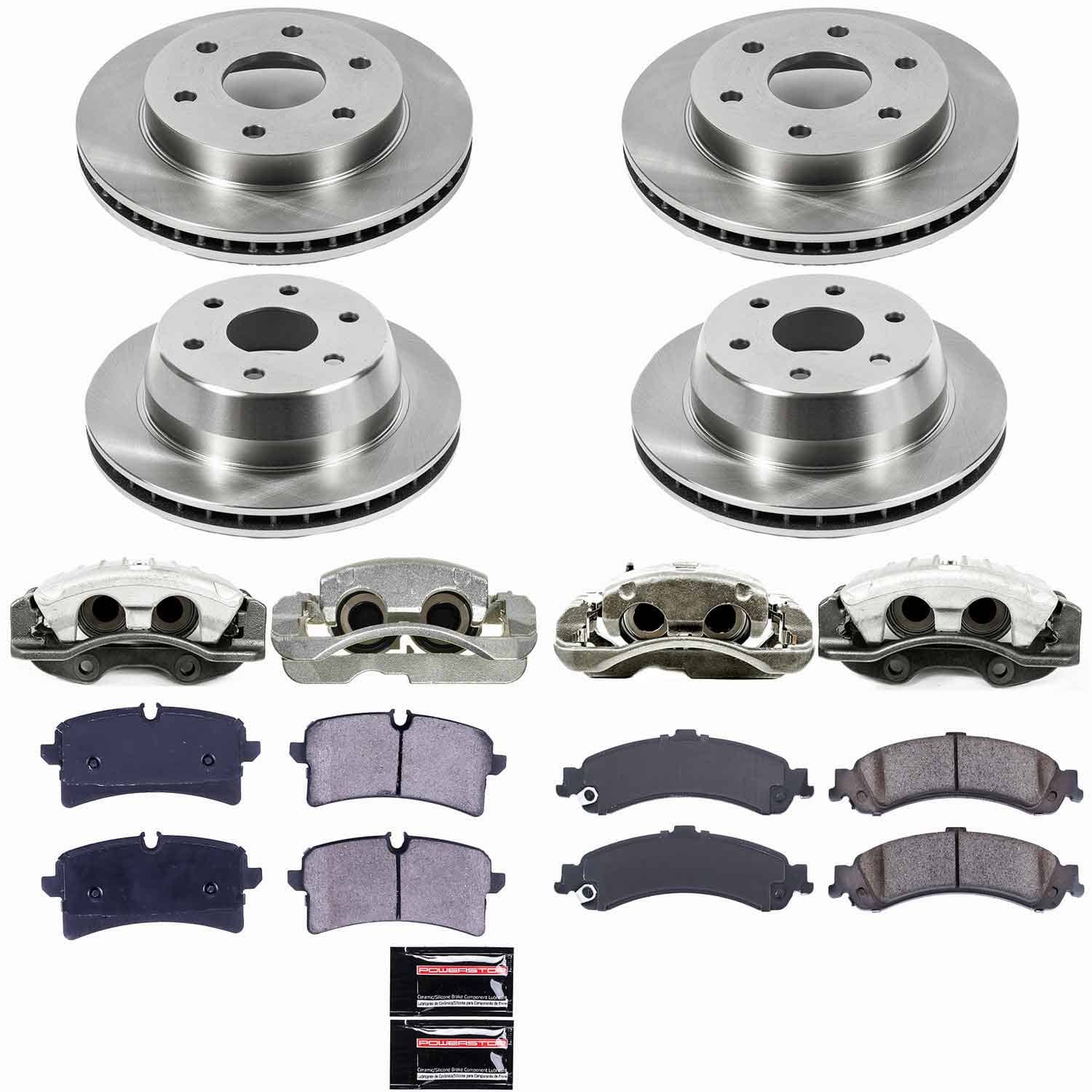 Power Stop - KCOE2015 - Front and Rear - Disc Brake Pad/Caliper and Rotor Kit