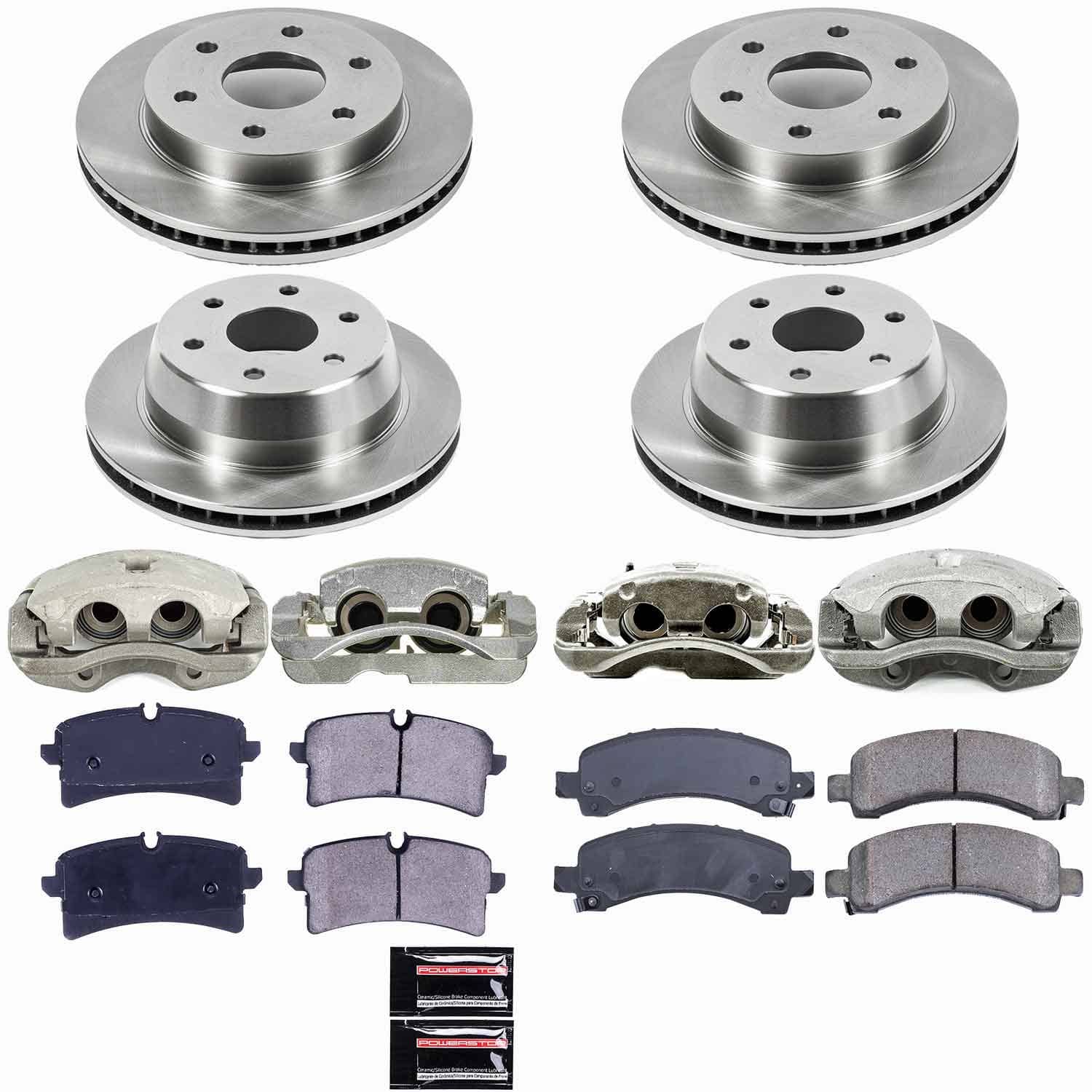 Power Stop - KCOE2016 - Front and Rear - Disc Brake Pad/Caliper and Rotor Kit