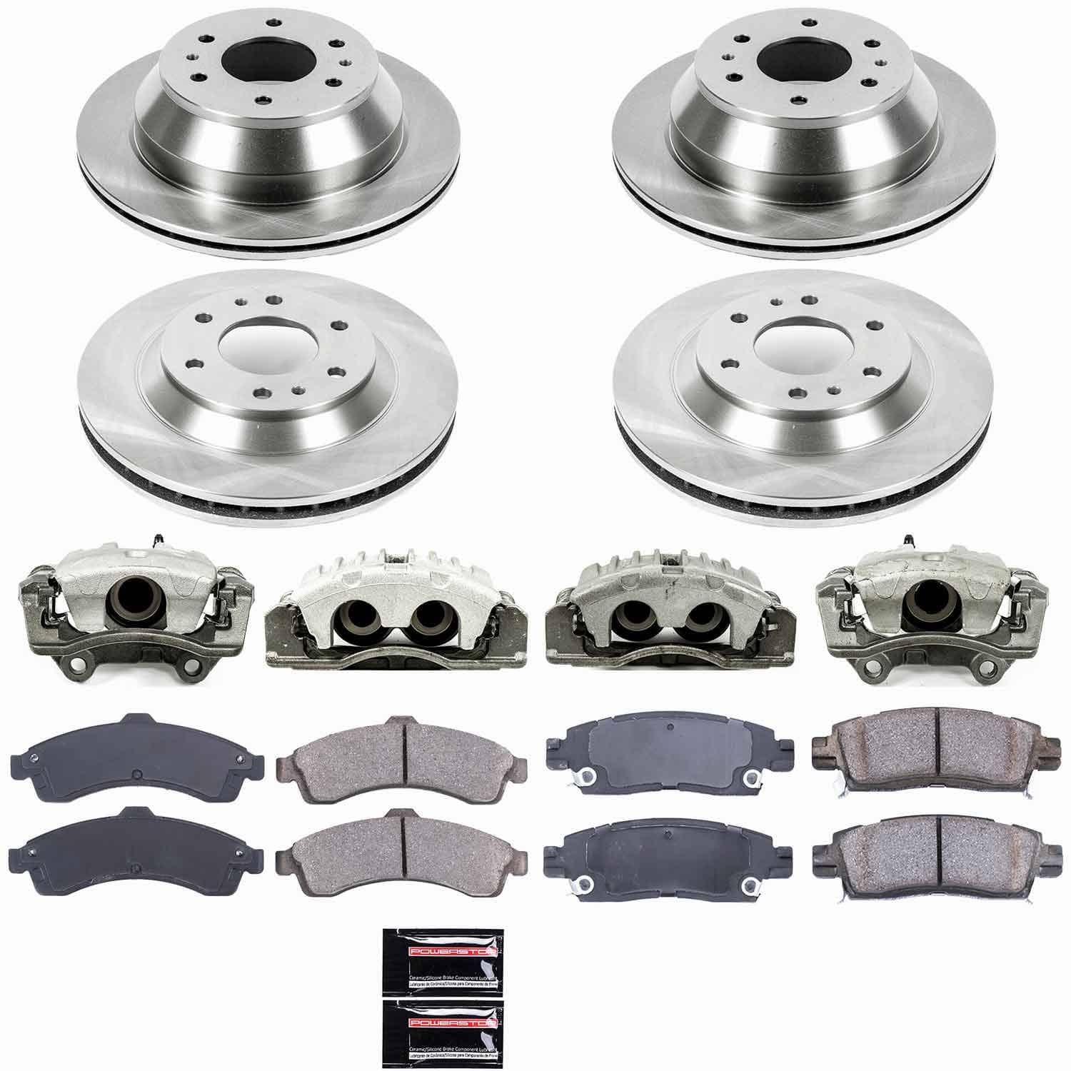 Power Stop - KCOE2058 - Front and Rear - Disc Brake Pad/Caliper and Rotor Kit