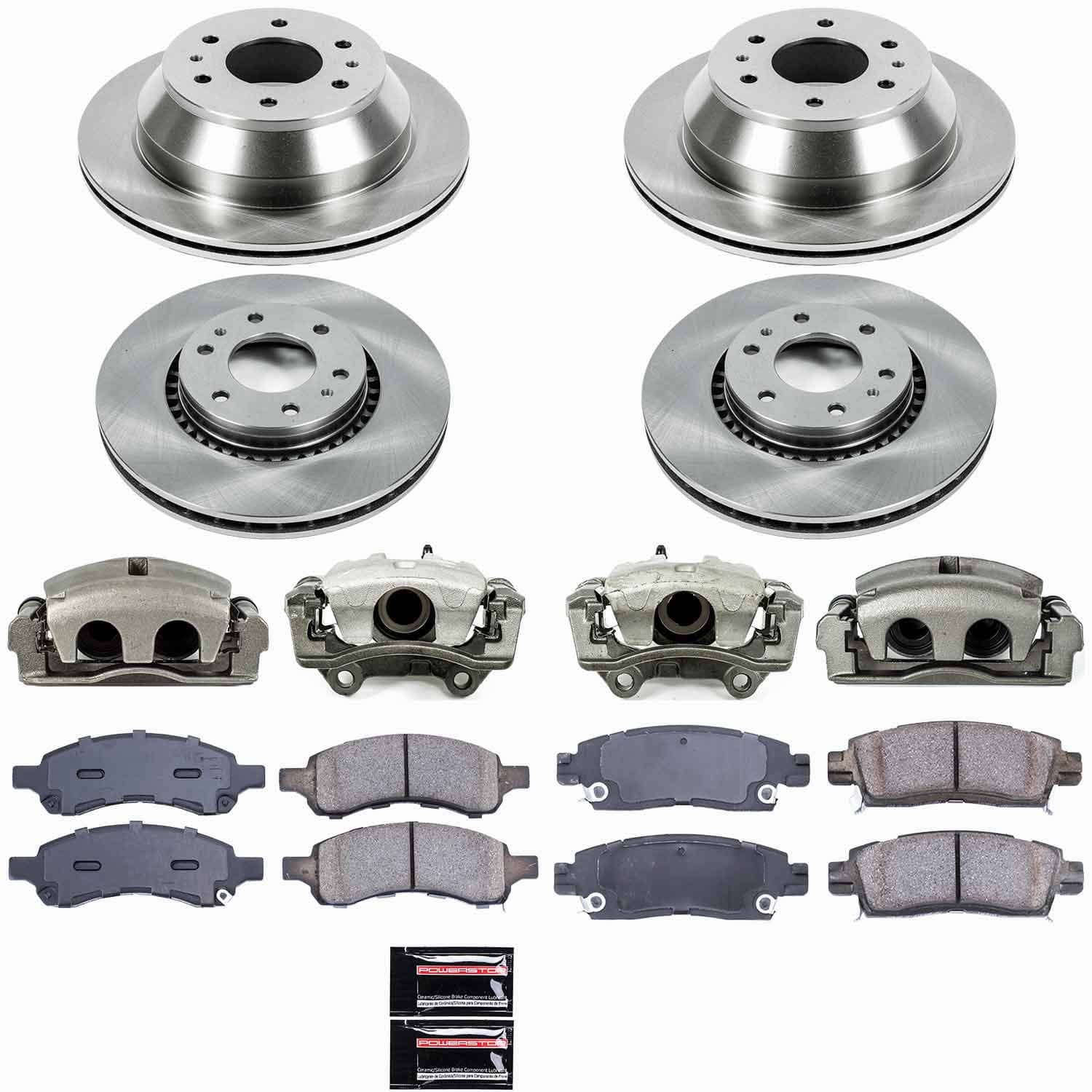 Power Stop - KCOE2060 - Front and Rear - Disc Brake Pad/Caliper and Rotor Kit