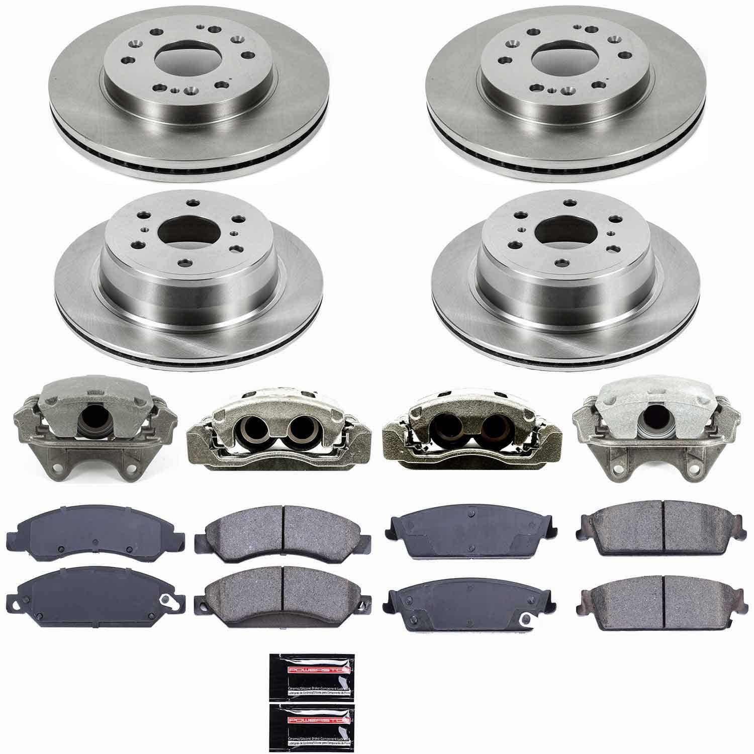 Power Stop - KCOE2068 - Front and Rear - Disc Brake Pad/Caliper and Rotor Kit