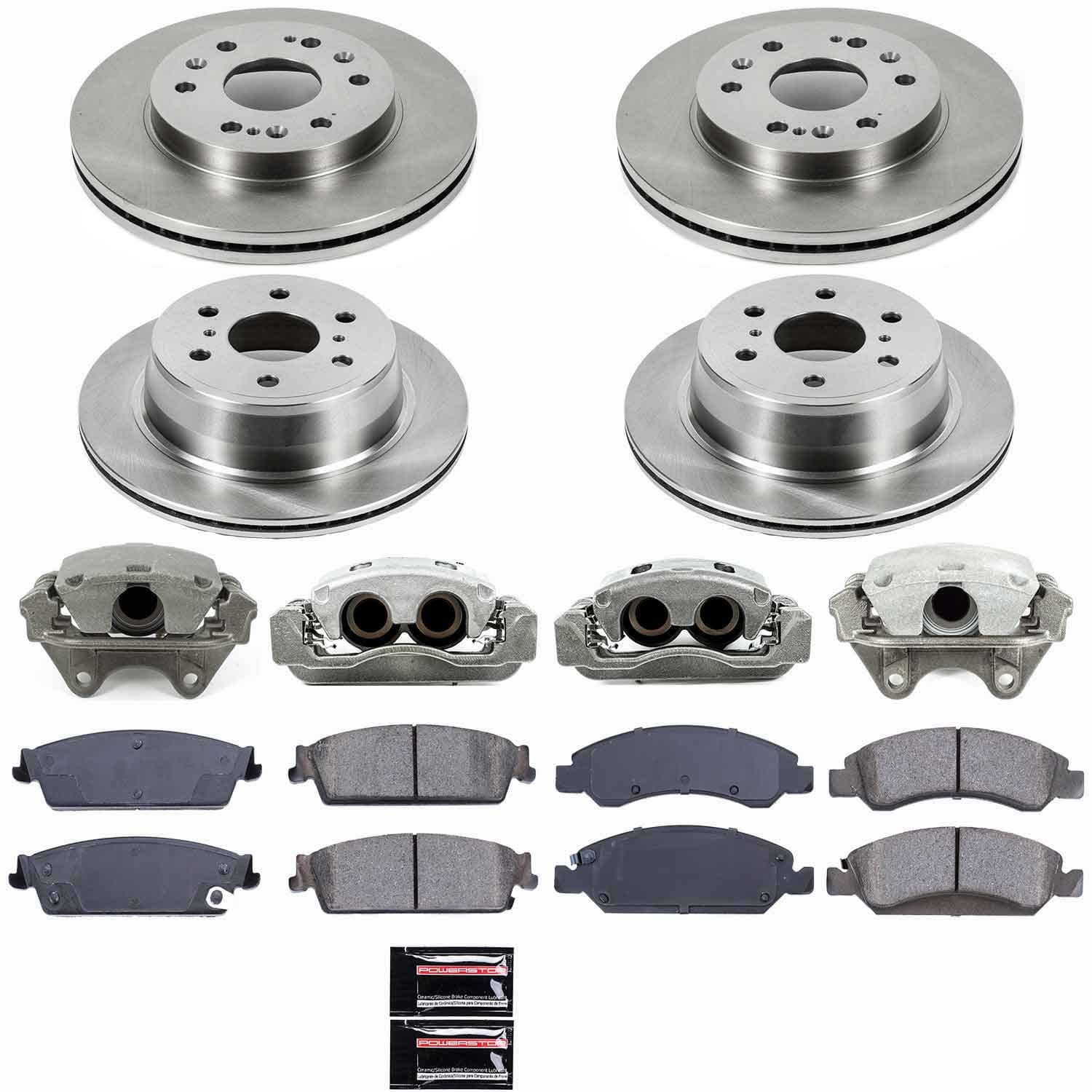 Power Stop - KCOE2070 - Front and Rear - Disc Brake Pad/Caliper and Rotor Kit