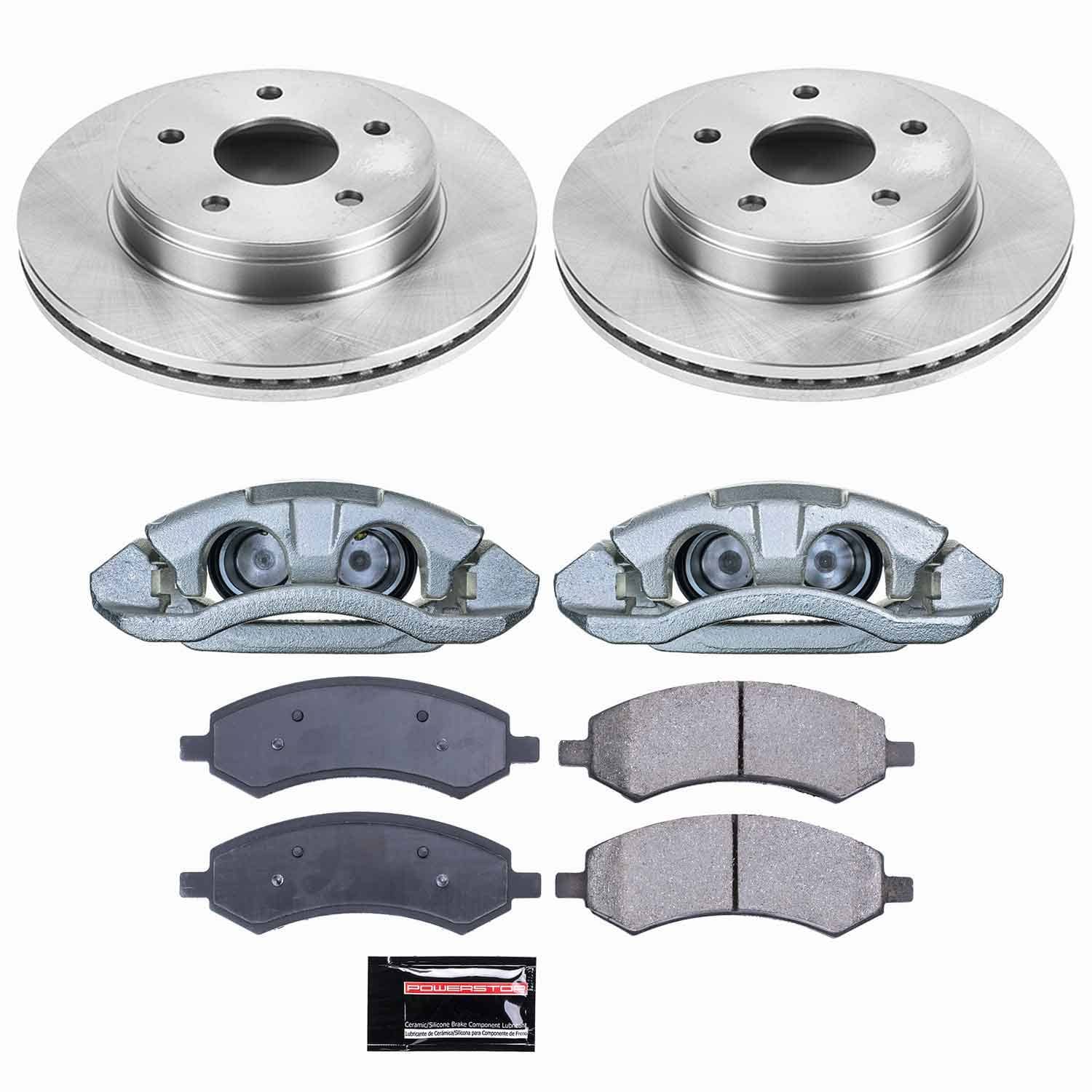 Power Stop - KCOE2163 - Front - Disc Brake Pad/Caliper and Rotor Kit