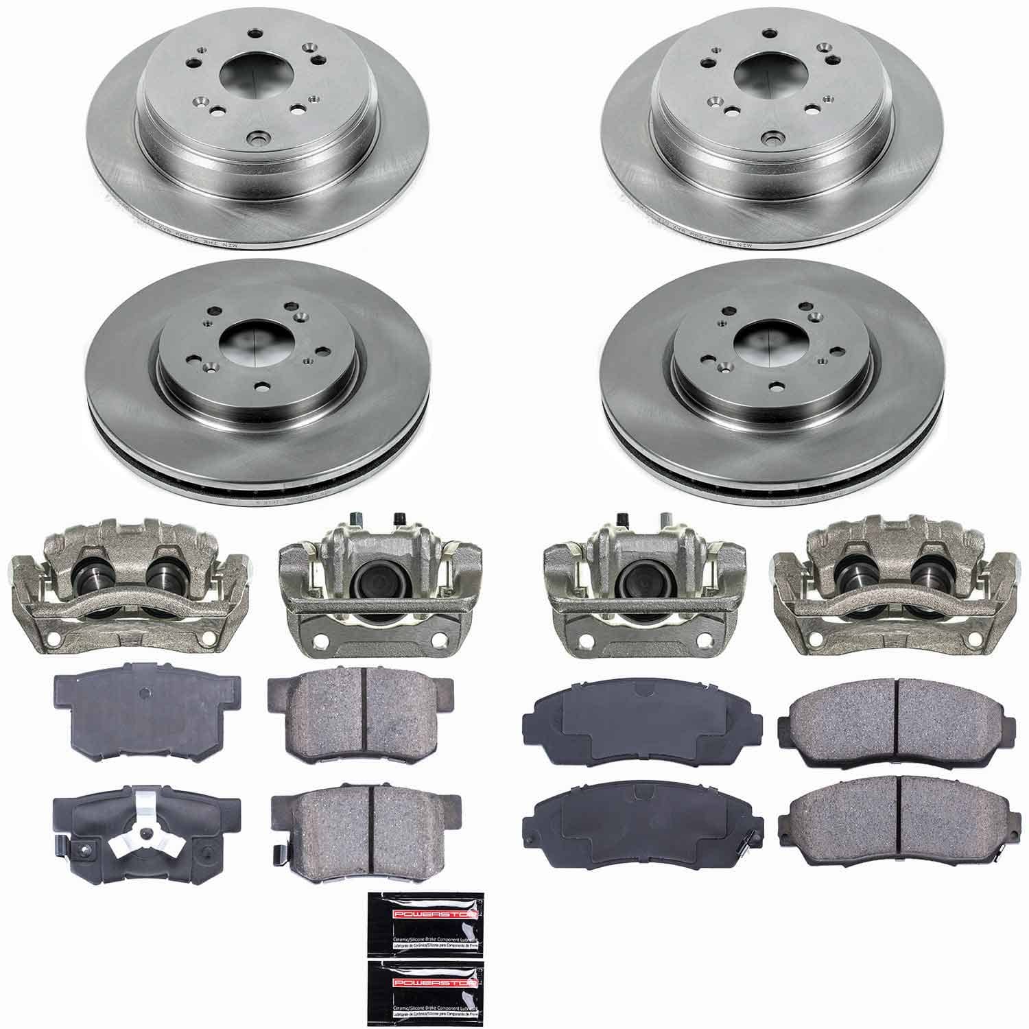 Power Stop - KCOE229 - Front and Rear - Disc Brake Pad/Caliper and Rotor Kit