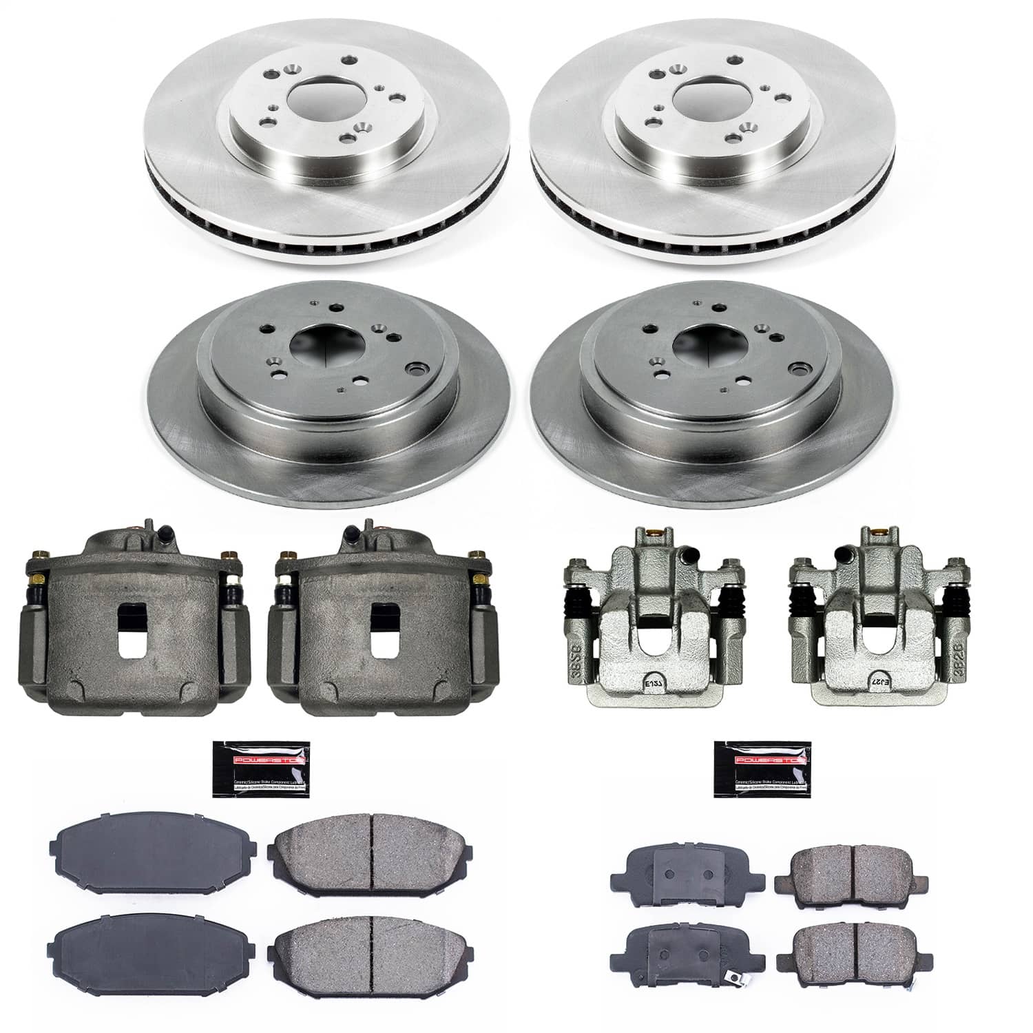Power Stop - KCOE2300 - Front and Rear - Disc Brake Pad/Caliper and Rotor Kit