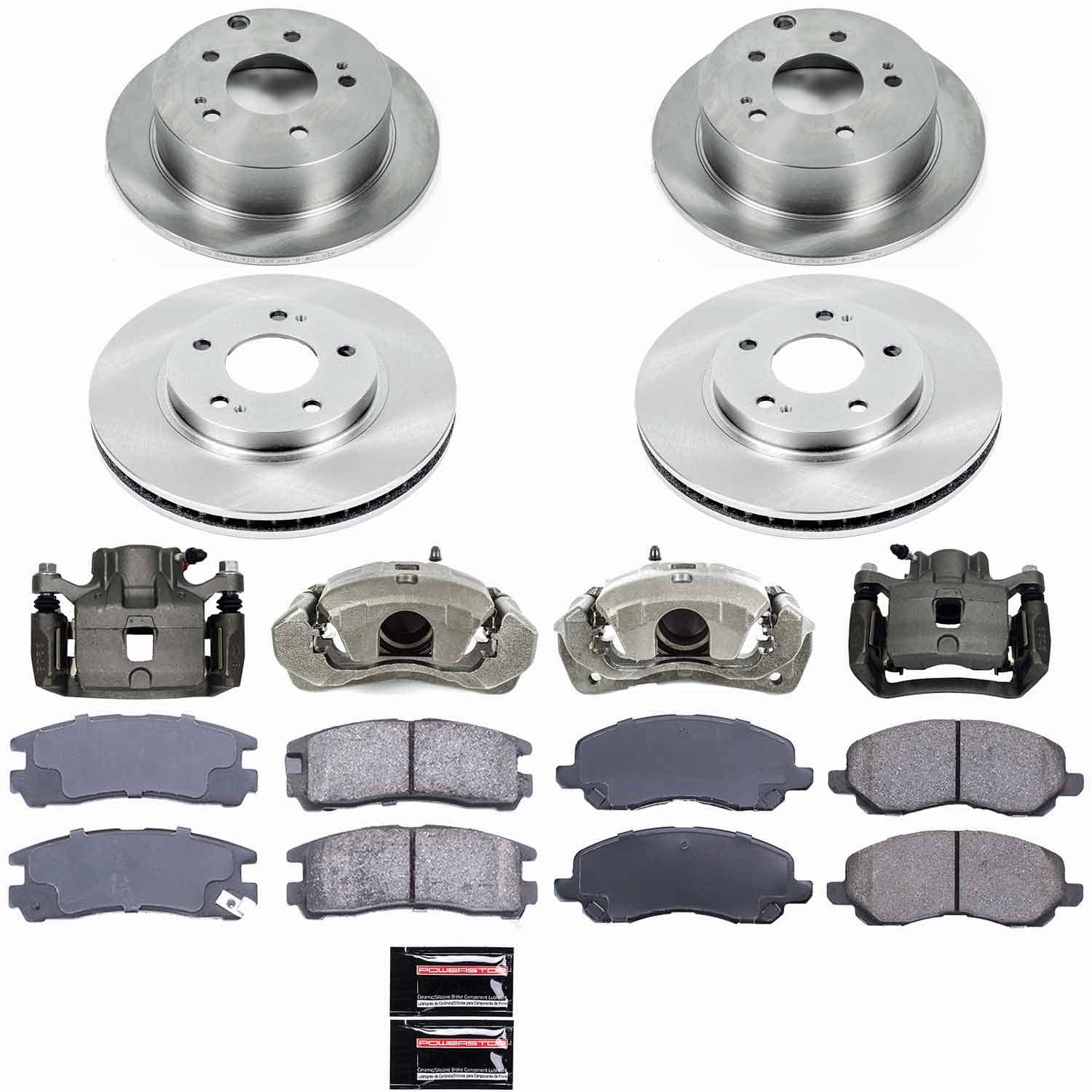 Power Stop - KCOE2395 - Front and Rear - Disc Brake Pad/Caliper and Rotor Kit