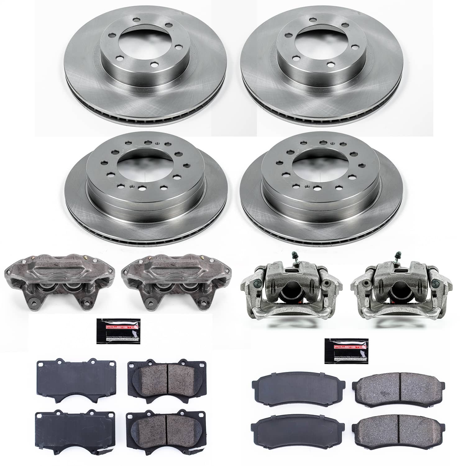 Power Stop - KCOE2422A - Front and Rear - Disc Brake Pad/Caliper and Rotor Kit