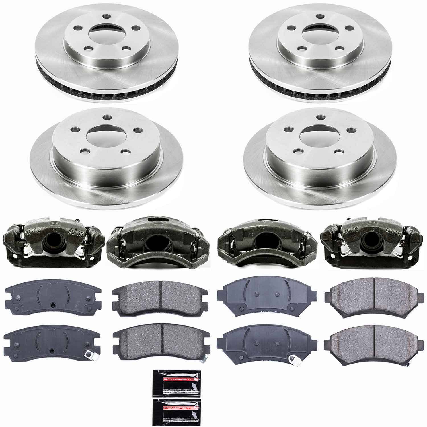 Power Stop - KCOE2554 - Front and Rear - Disc Brake Pad/Caliper and Rotor Kit
