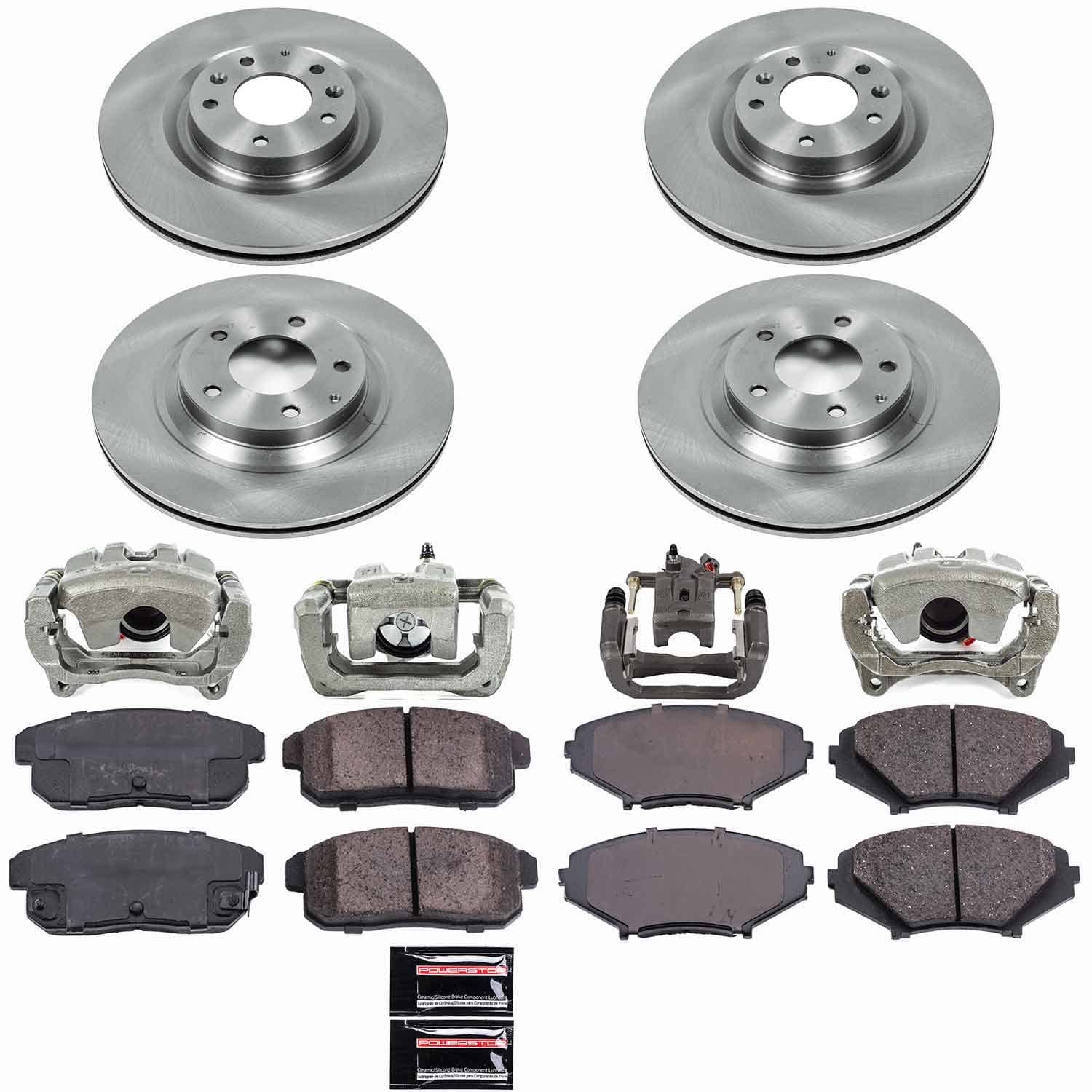 Power Stop - KCOE2727 - Front and Rear - Disc Brake Pad/Caliper and Rotor Kit