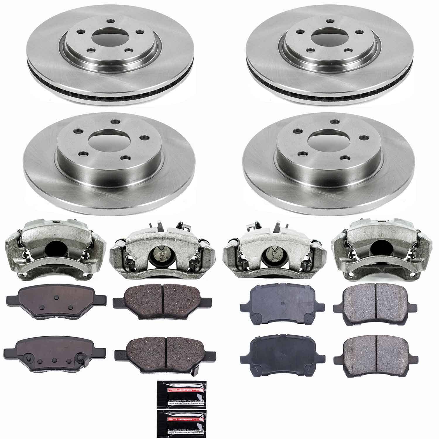 Power Stop - KCOE2731A - Front and Rear - Disc Brake Pad/Caliper and Rotor Kit