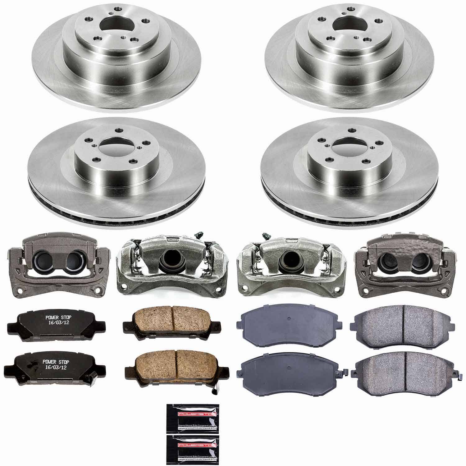 Power Stop - KCOE2751 - Front and Rear - Disc Brake Pad/Caliper and Rotor Kit