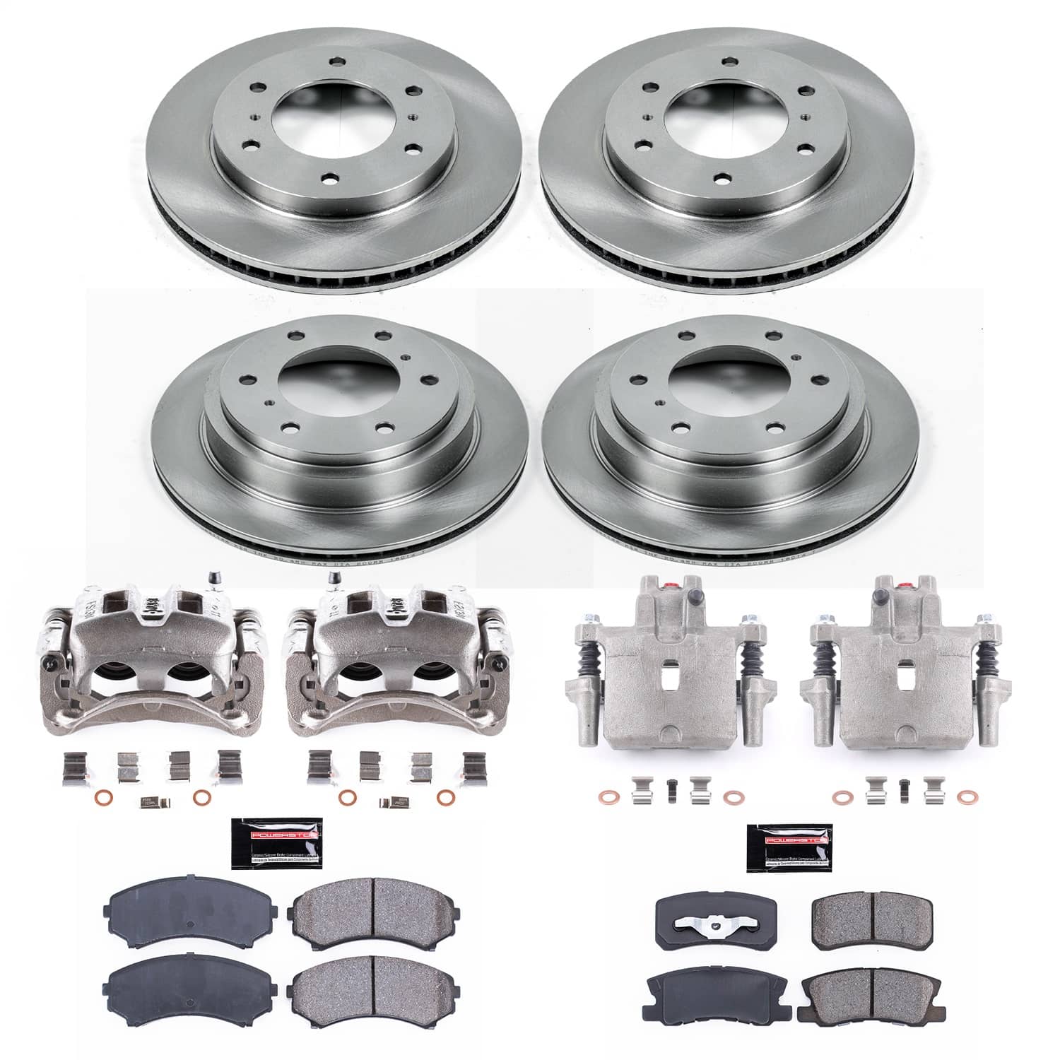 Power Stop - KCOE2755 - Front and Rear - Disc Brake Pad/Caliper and Rotor Kit