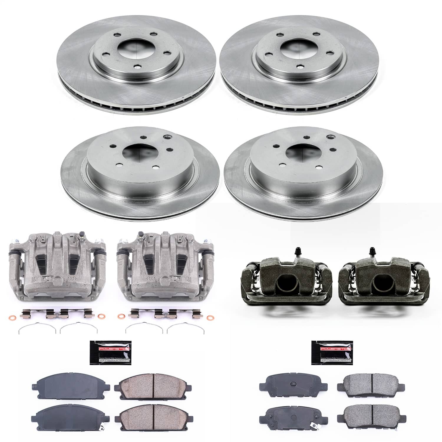 Power Stop - KCOE2766 - Front and Rear - Disc Brake Pad/Caliper and Rotor Kit