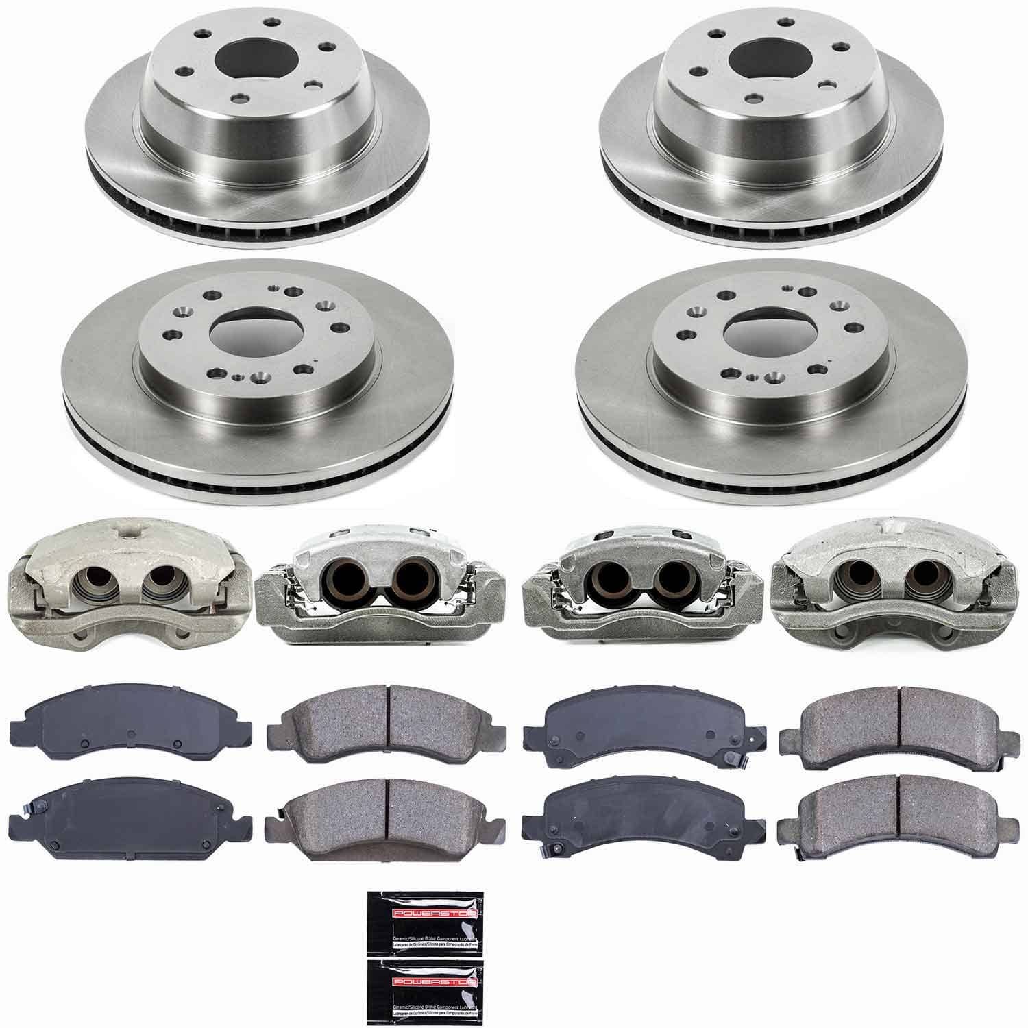 Power Stop - KCOE2826 - Front and Rear - Disc Brake Pad/Caliper and Rotor Kit