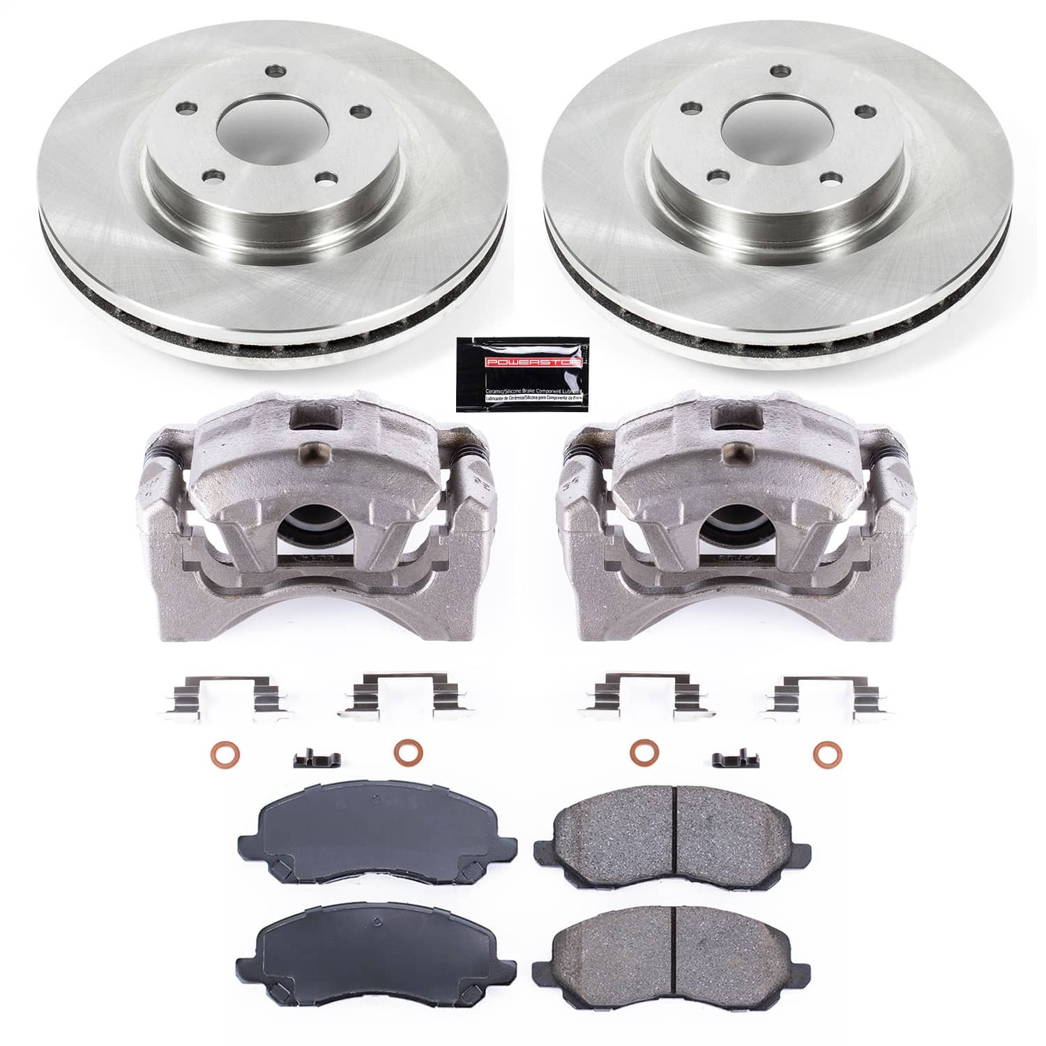 Power Stop - KCOE3032 - Front - Disc Brake Pad/Caliper and Rotor Kit