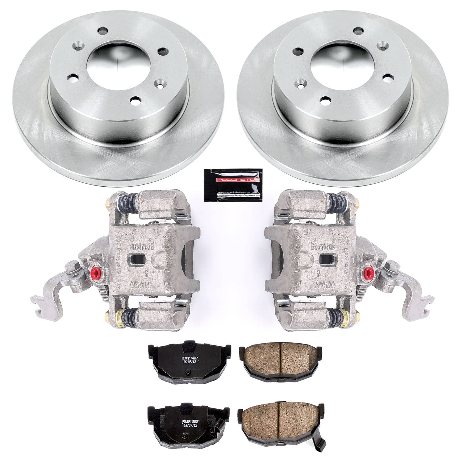 Power Stop - KCOE3106B - Rear - Disc Brake Pad/Caliper and Rotor Kit